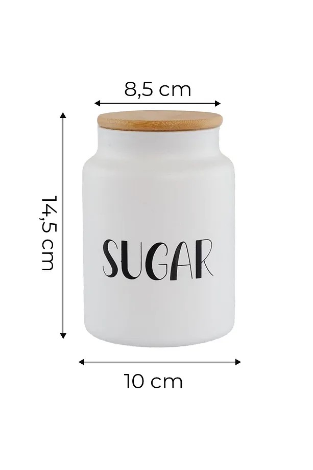 3'Lü Vakumlu ve Bambu Kapaklı Beyaz Sugar Tea Coffee Kavanoz Seti 820 Ml - Çay,Şeker,Kahve Kavanozu