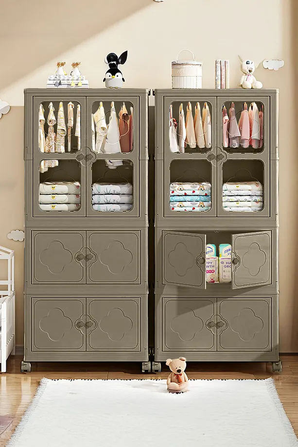 3 Katlı Dolap Tekerlekli Çok Amaçlı Gardırop - Portatif Tekerlekli Organizer