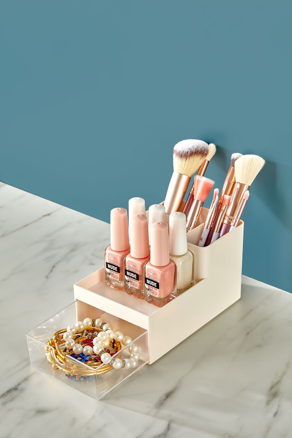 3 Katlı Çekmeceli Ofis , Takı Makyaj Düzenleyici Organizer / Kozmetik Masüstü Düzenleme Kutusu