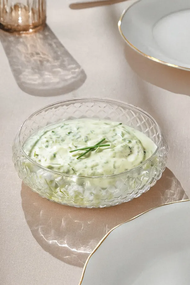 Handmade El Yapımı Baklava Desenli Büyük Boy Cam Salata Kasesi 24 cm