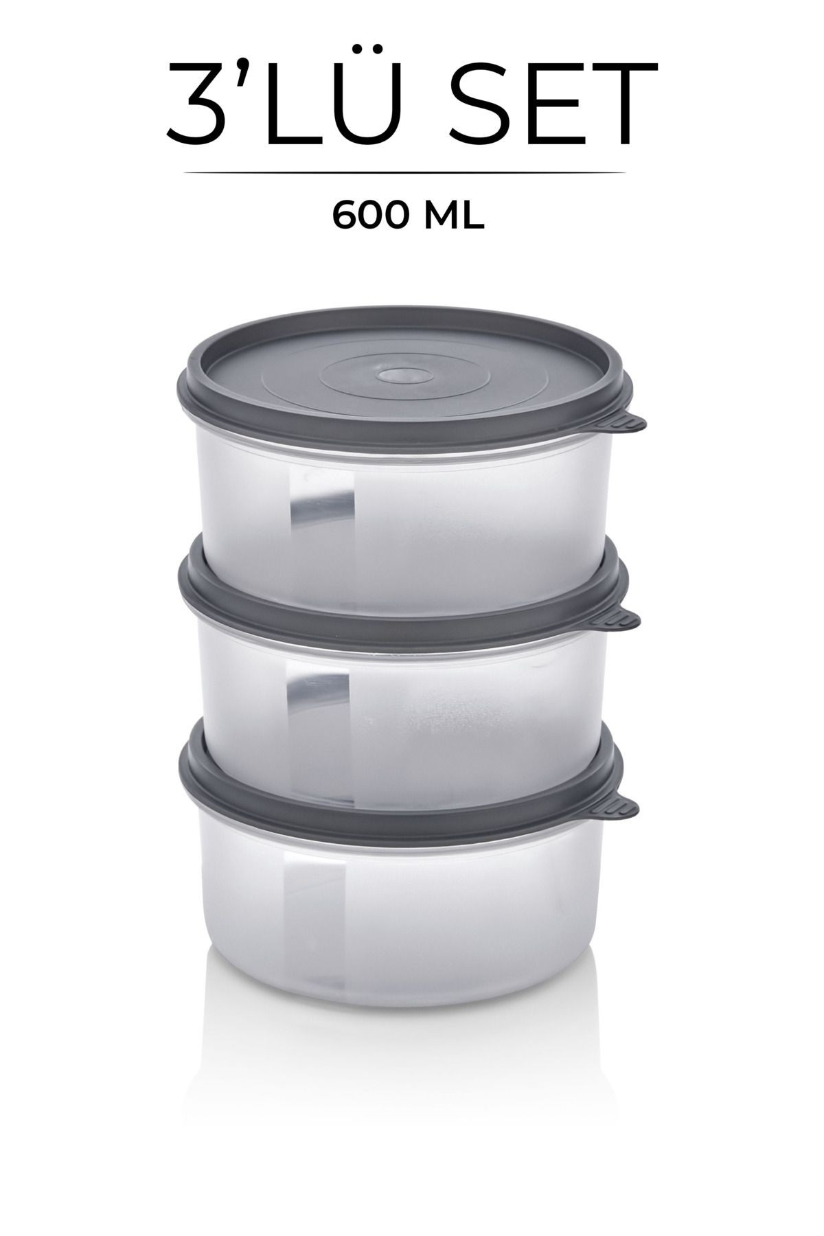 Aura 3 lü Yuvarlak Kahvaltılık Saklama Kabı Seti  600ml x3