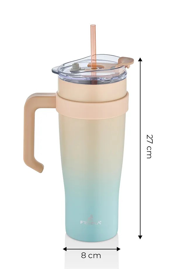 İçi 304 kalite Paslanmaz Çelik 1000 ml Pipetli Termos Çift Katmanlı Renk Geçişli , Sızdırmaz Bardak