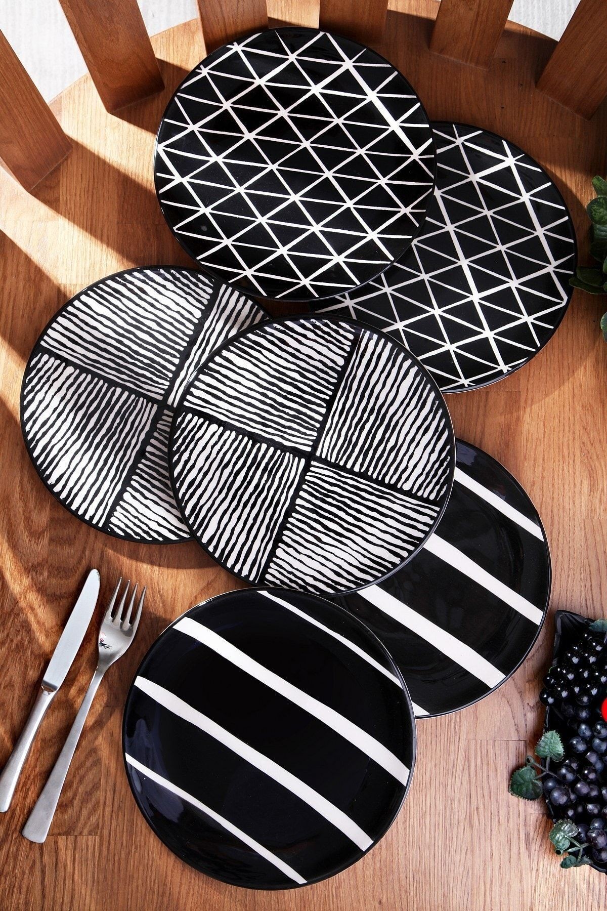 6'lı Özel Tasarım Handmade 21cm Pasta Tabak Seti