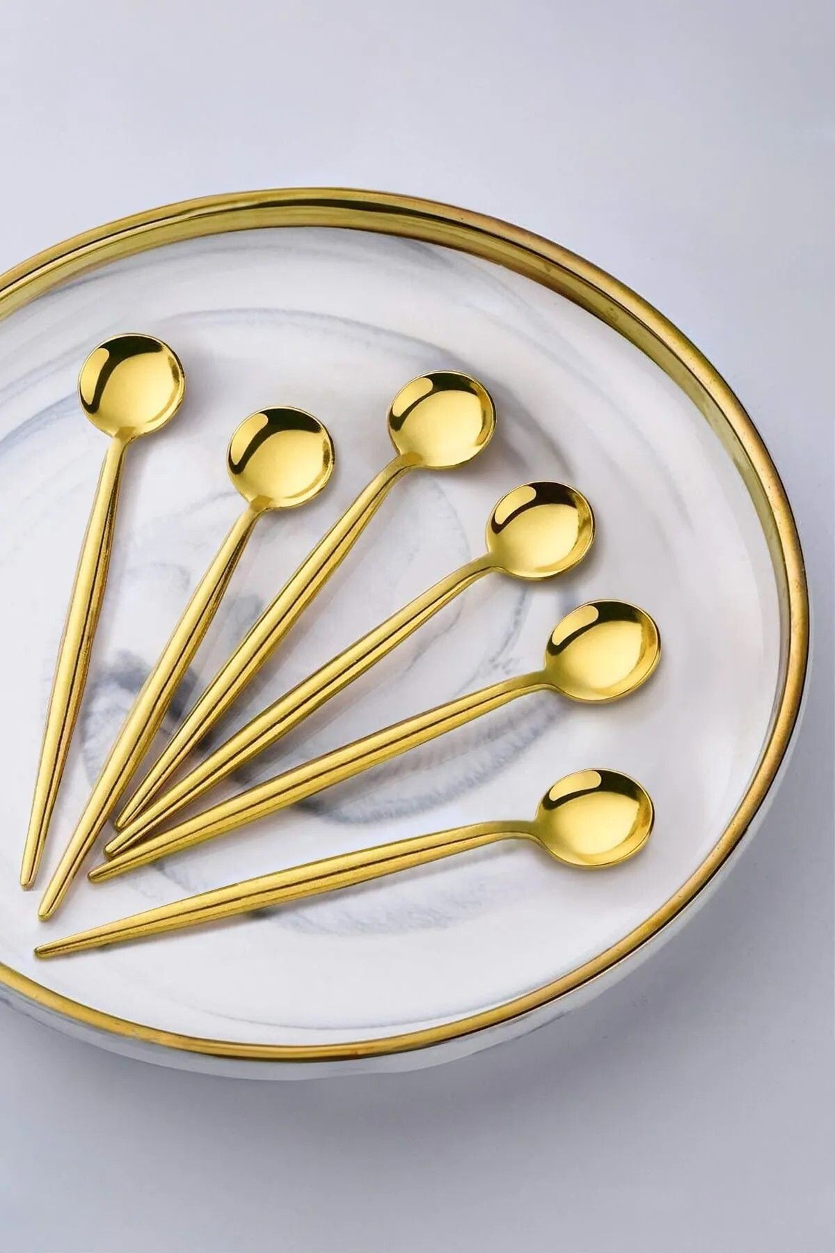 12'li Lux Yuvarlak Gold Çay Kaşığı - Kaşık