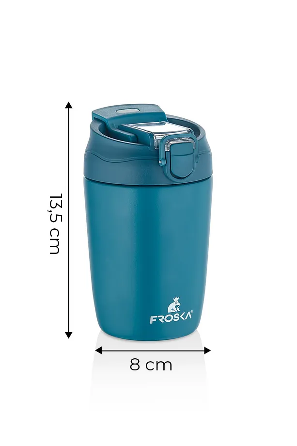 FROSKA Sızdırmaz Pipetli Termos Bardak 550 ml Çift Katmanlı Paslanmaz Çelik, Kilitli Kapak