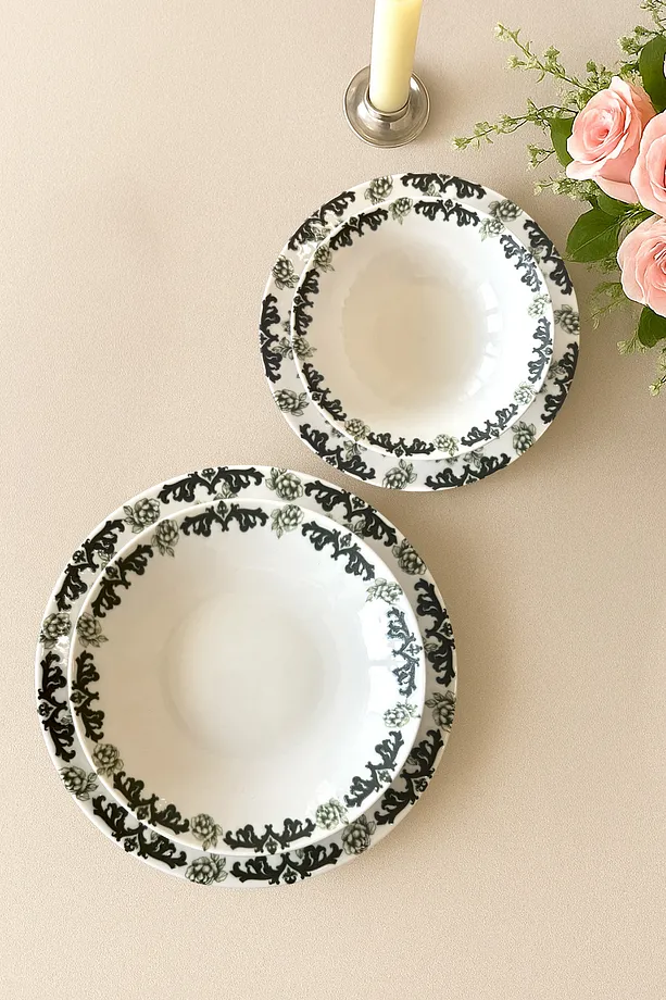 Antique Green 24 Parça Porselen Yemek Takımı - Antik Yeşil Yemek Takımı