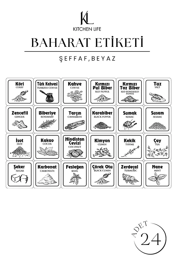 12'li Etiketli ve Kilitlenebilir Kapaklı Kendinden Kaşıklı Baharatlık Seti - Kilitli Baharatlık
