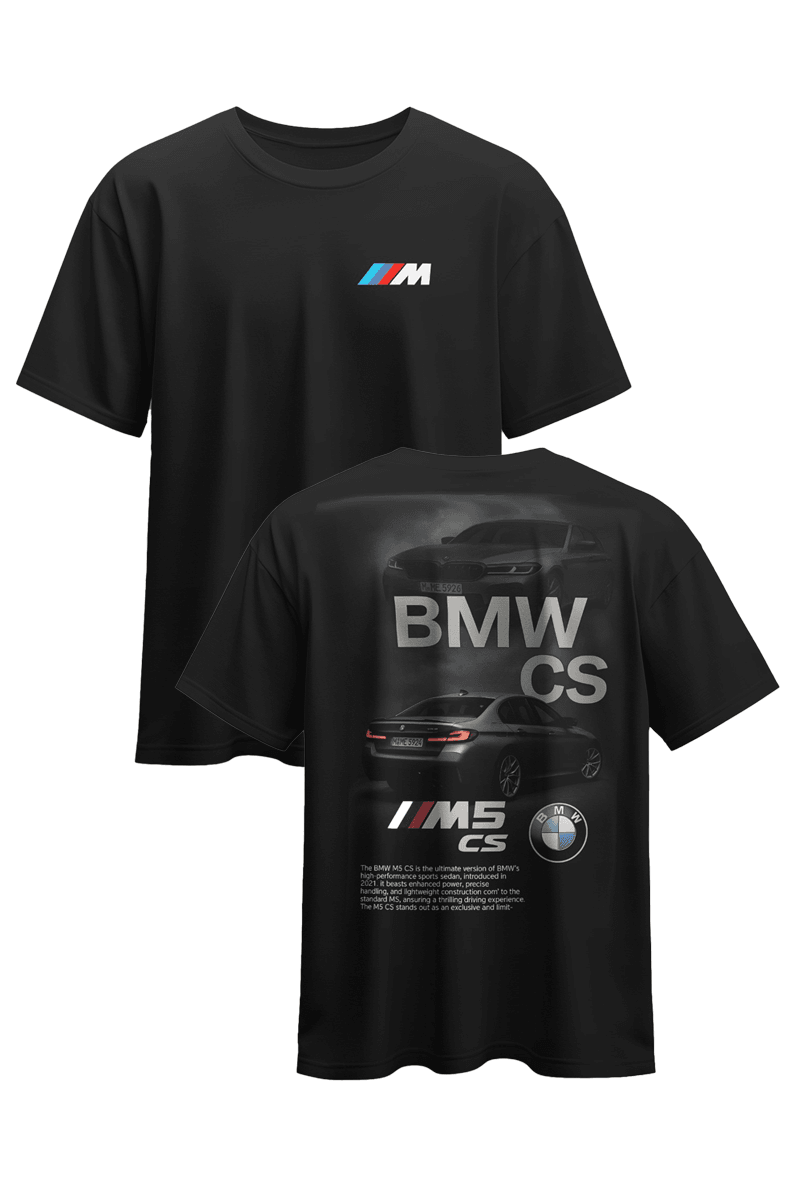 Unisex BMW M5 CS Baskılı Pamuklu Compact Penye T-shirt (oversize)