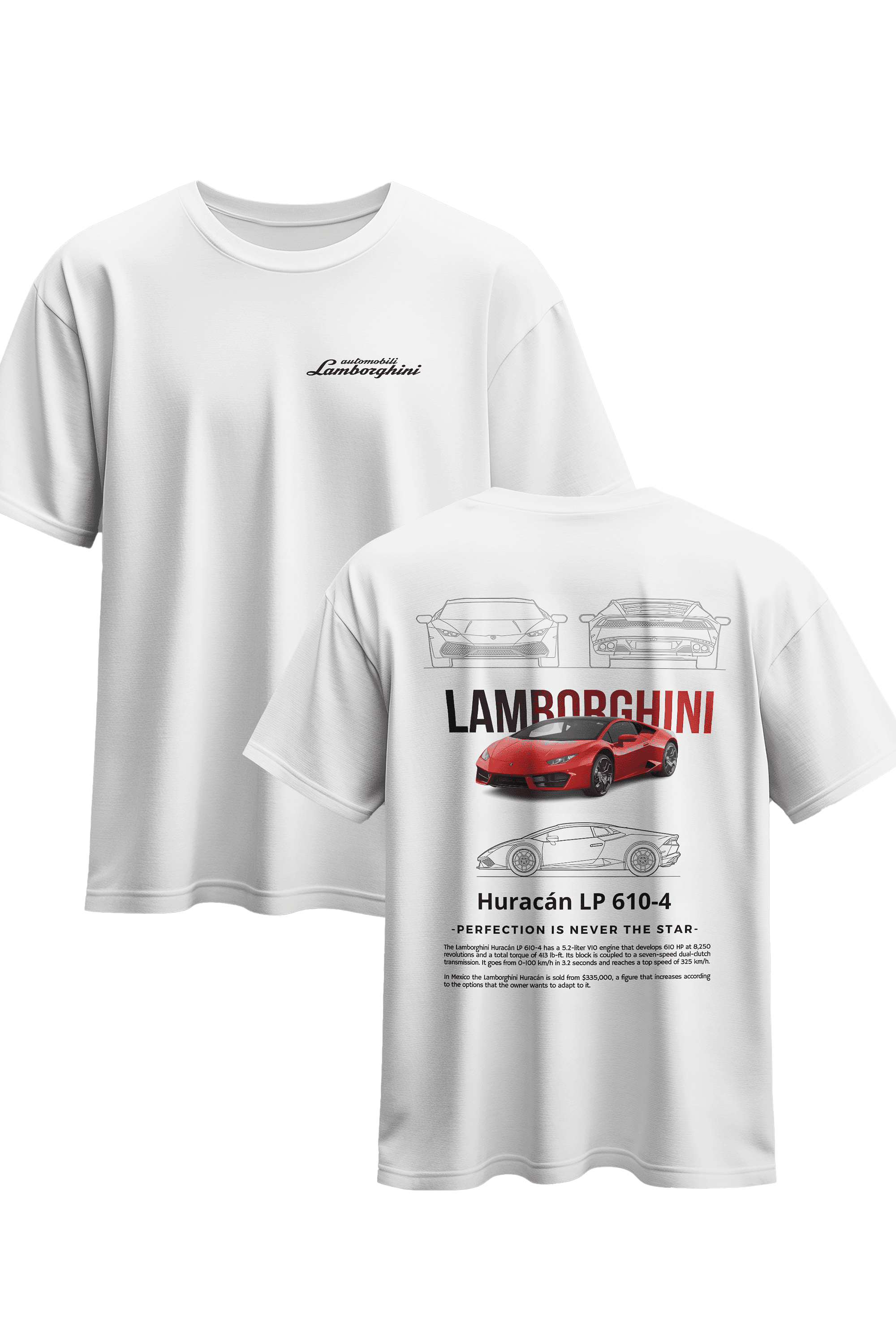 Lamborghini dijital baskılı %100 pamuklu penye t-shirt ( Oversize ) 
