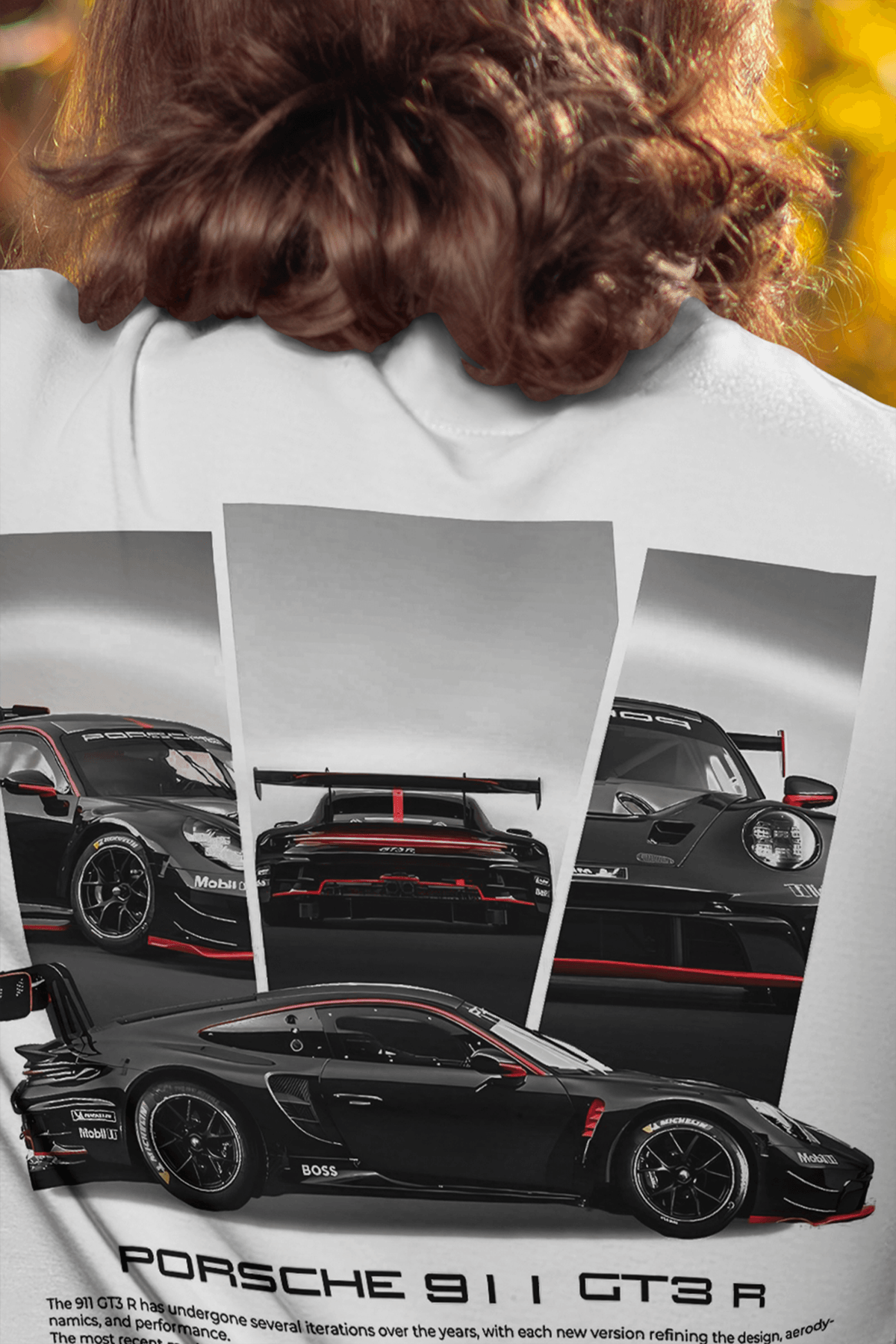 Unisex Porsche 911 Gt3 R Baskılı Oversize Tshirt