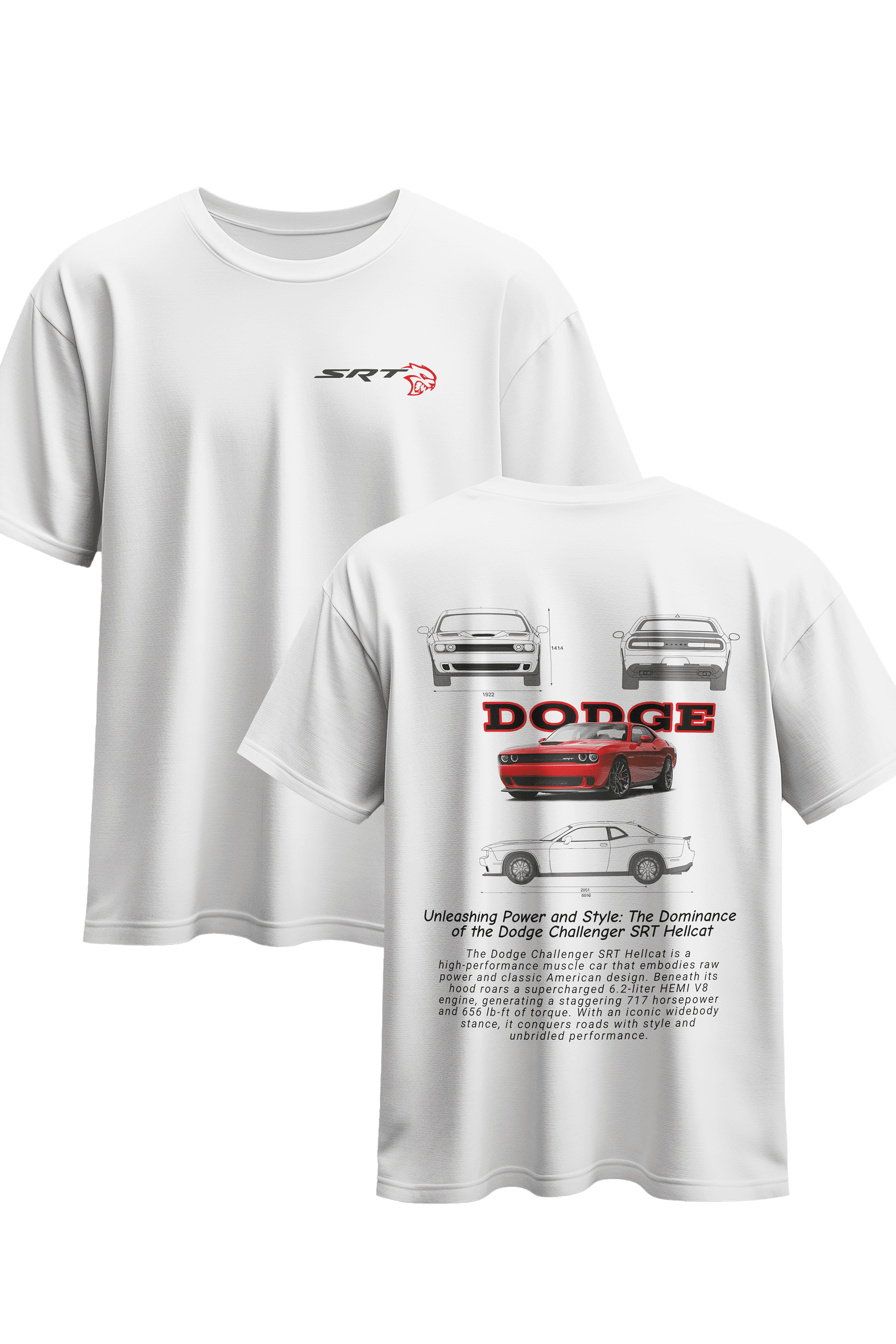 Dodge SRT baskılı Pamuklu T-Shirt ( Oversize ) 