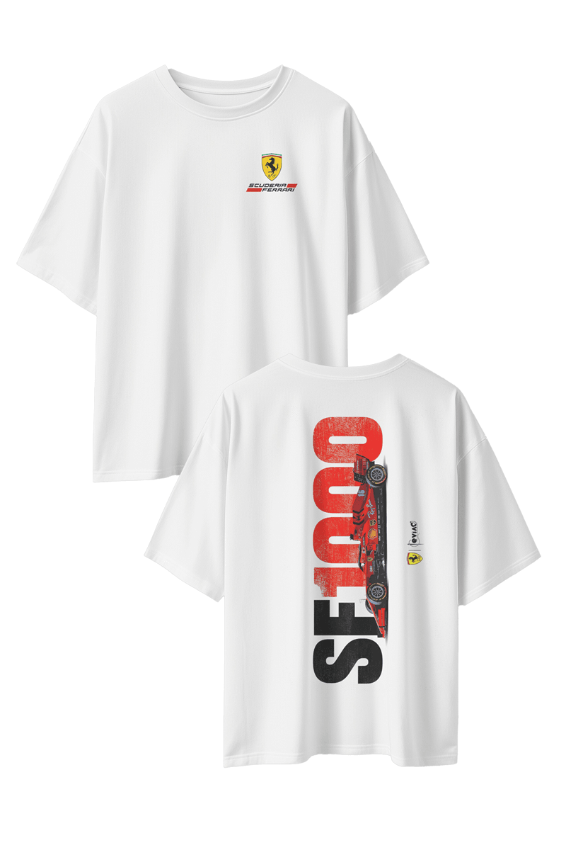 Unisex Ferrari SF1000 baskılı Oversize Tshirt