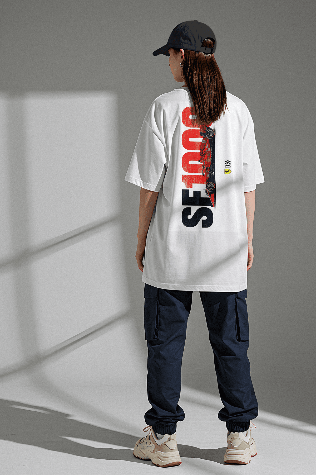 Unisex Ferrari SF1000 baskılı Oversize Tshirt