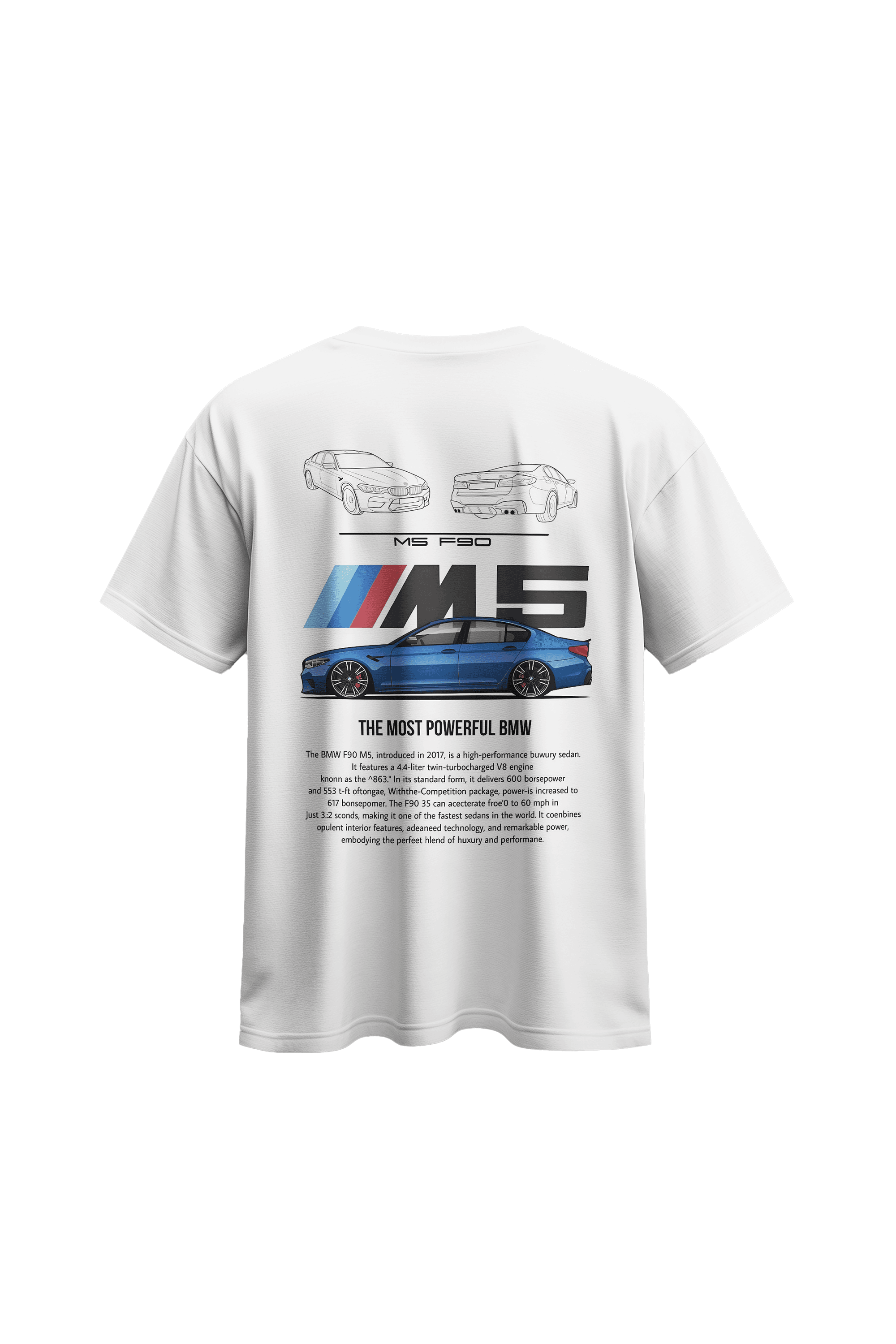 BMW MS F90 baskılı %100 pamuklu penye t-shirt ( Oversize ) 