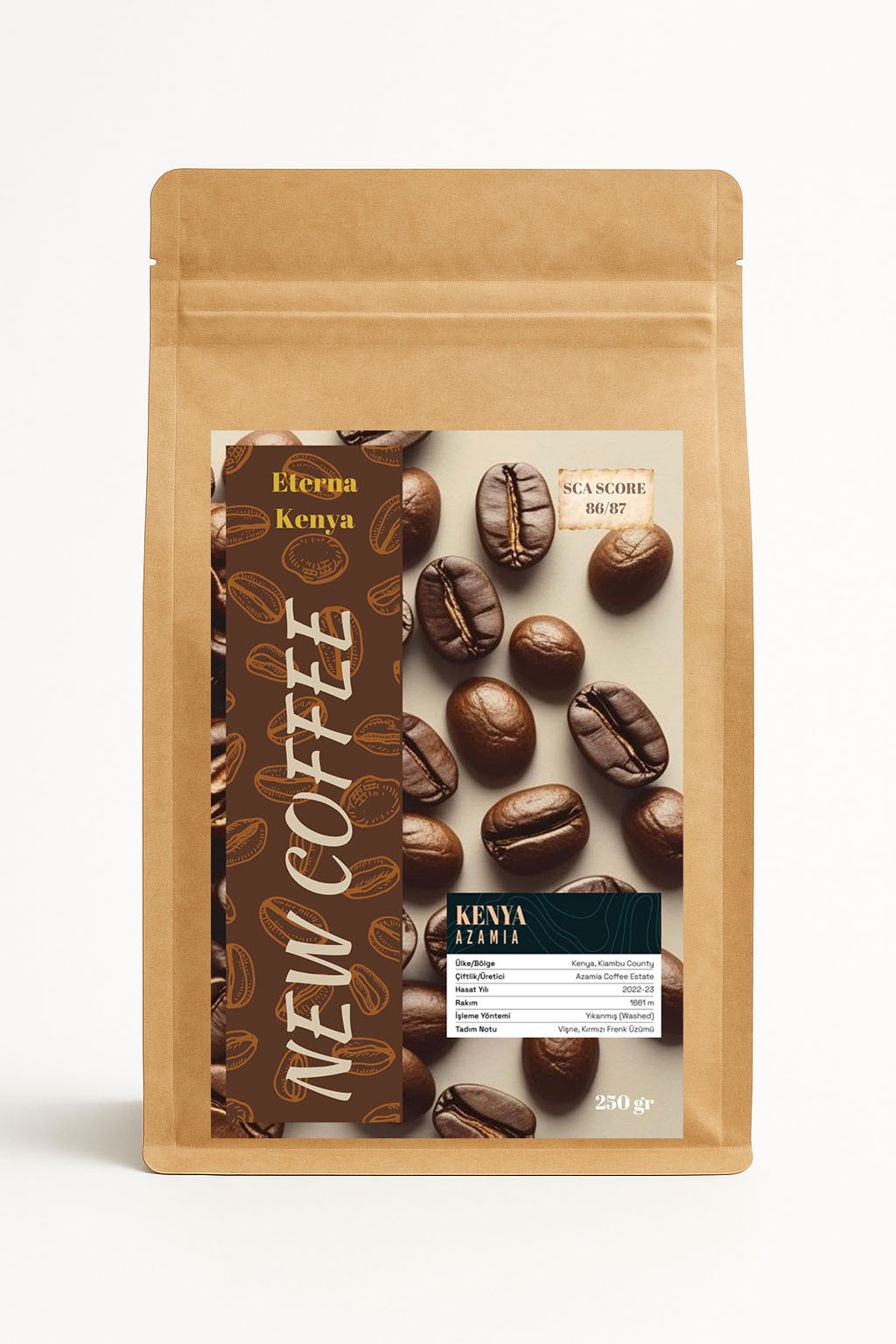 Eterna Kenya Azamia Kitisuru Mikrolot Filtre Kahve 250g – SL28 & SL34 | Yıkanmış İşleme | Kırmızı Meyve Notaları | SCA 86+ | V60 – Chemex – AeroPress Uyumlu