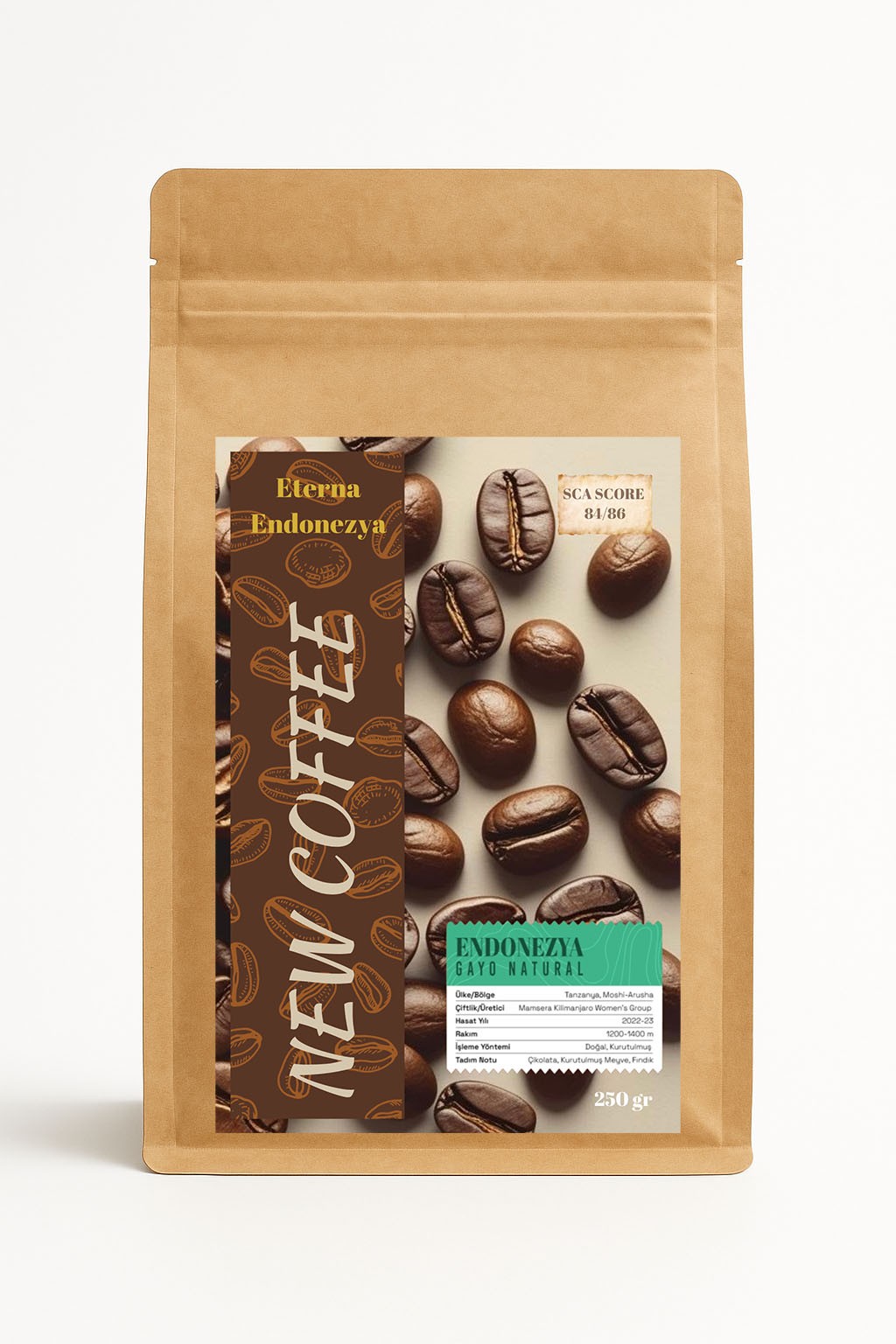 Eterna Endonezya Gayo Natural Mikrolot Filtre Kahve 250g – Arabica Çekirdek | SCA 84+ | Natural İşleme | V60 – Chemex Uyumlu
