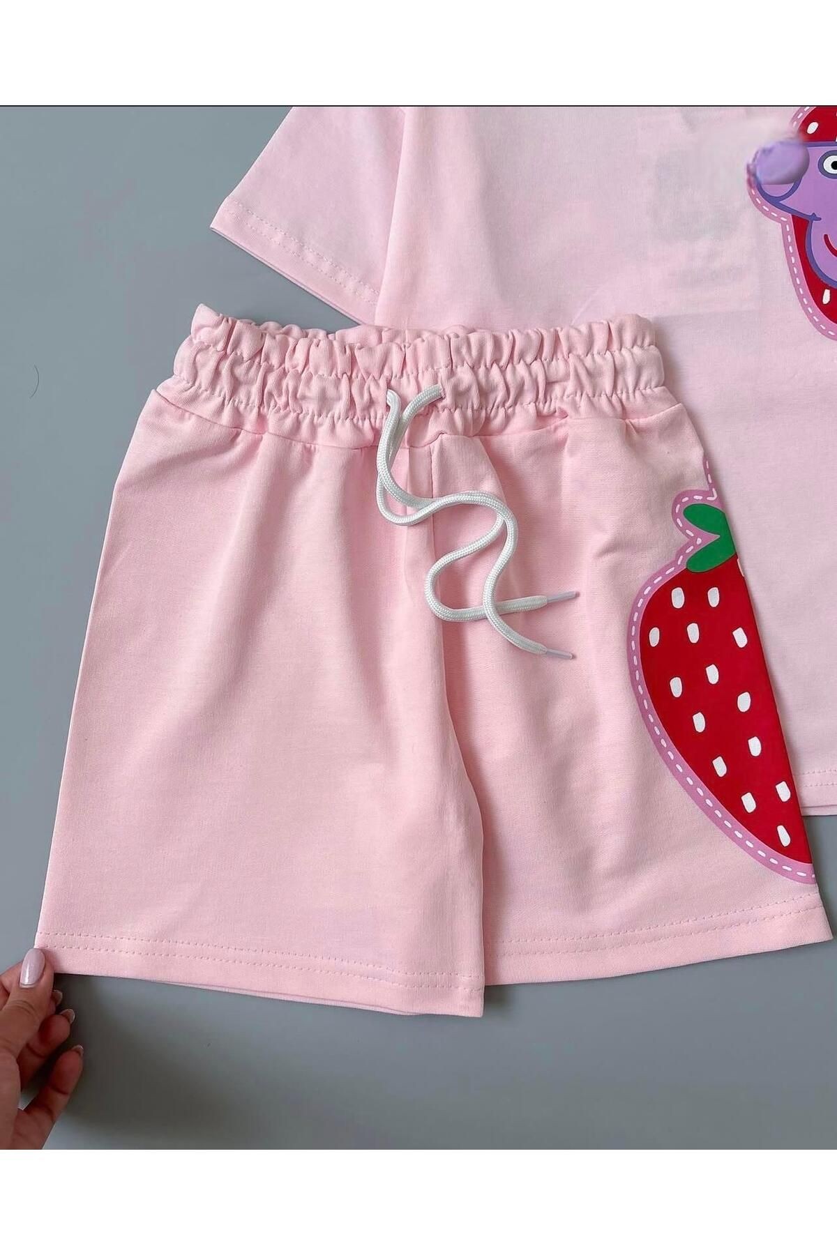 Peppa Baskılı Şortlu Kız Takım