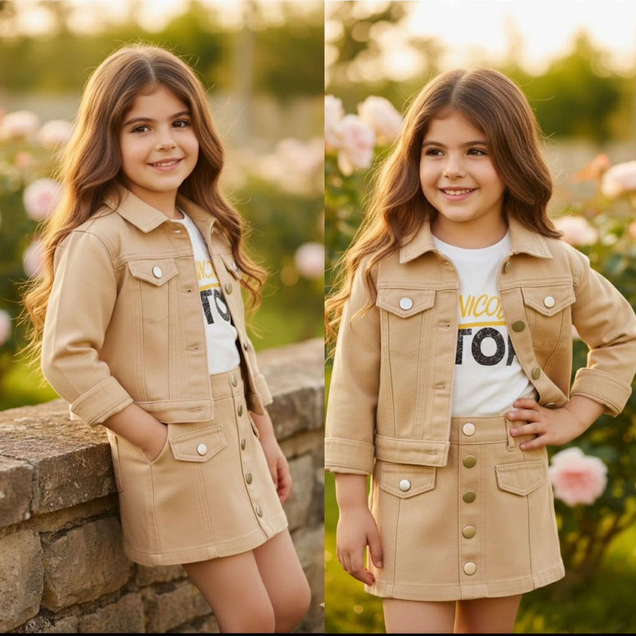 Denim Kız Çocuk Gabardin 3 Parça Etekli Takım - 2/12 Yaş - 31527