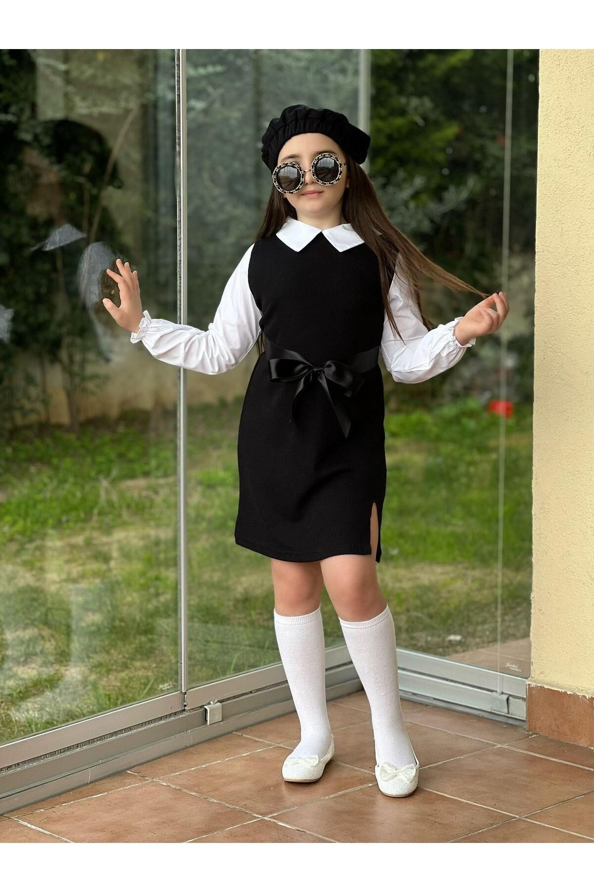 Kız Çocuk Kokoş Elbise, Şapka, Çorap Ve Kurdale Kemer Dahil Takım