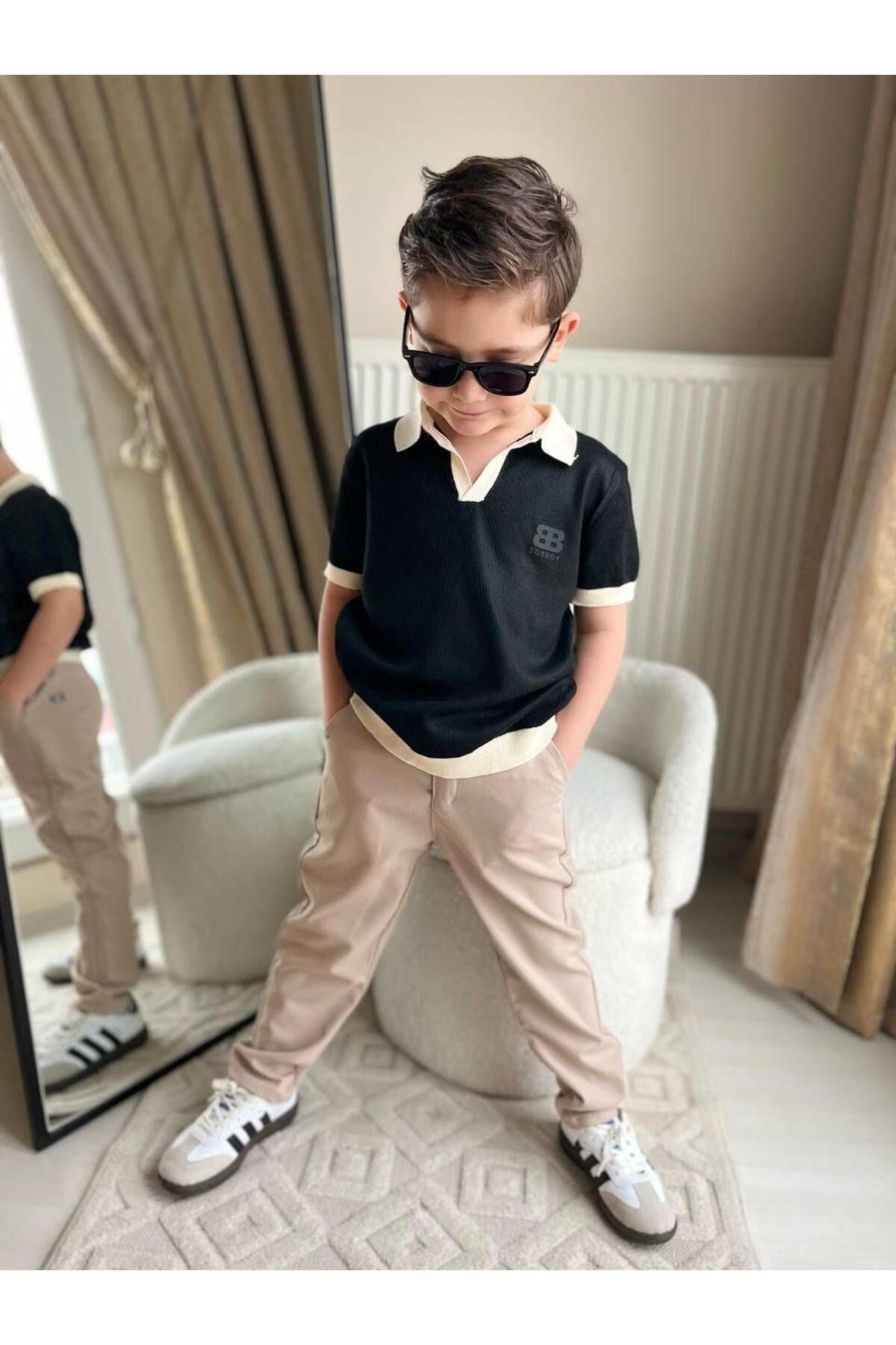 Polo Yaka Tşört Pantolonlu 2'li Takım