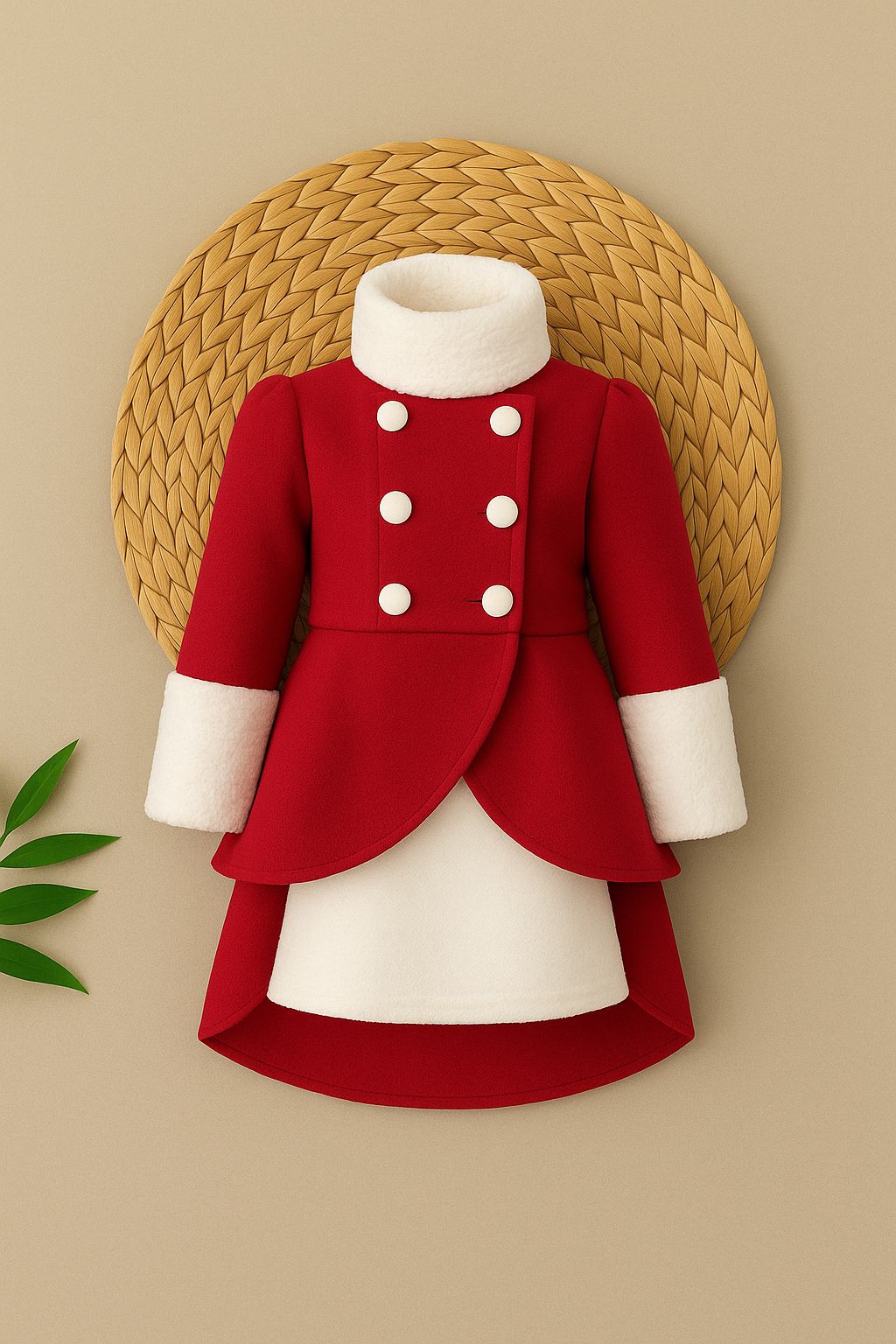 Kaşe 3'lü Set Kaşe Kaban - Kaşe Etek - Tak Çıkar Boyunluk - 4/14 Yaş - 31512