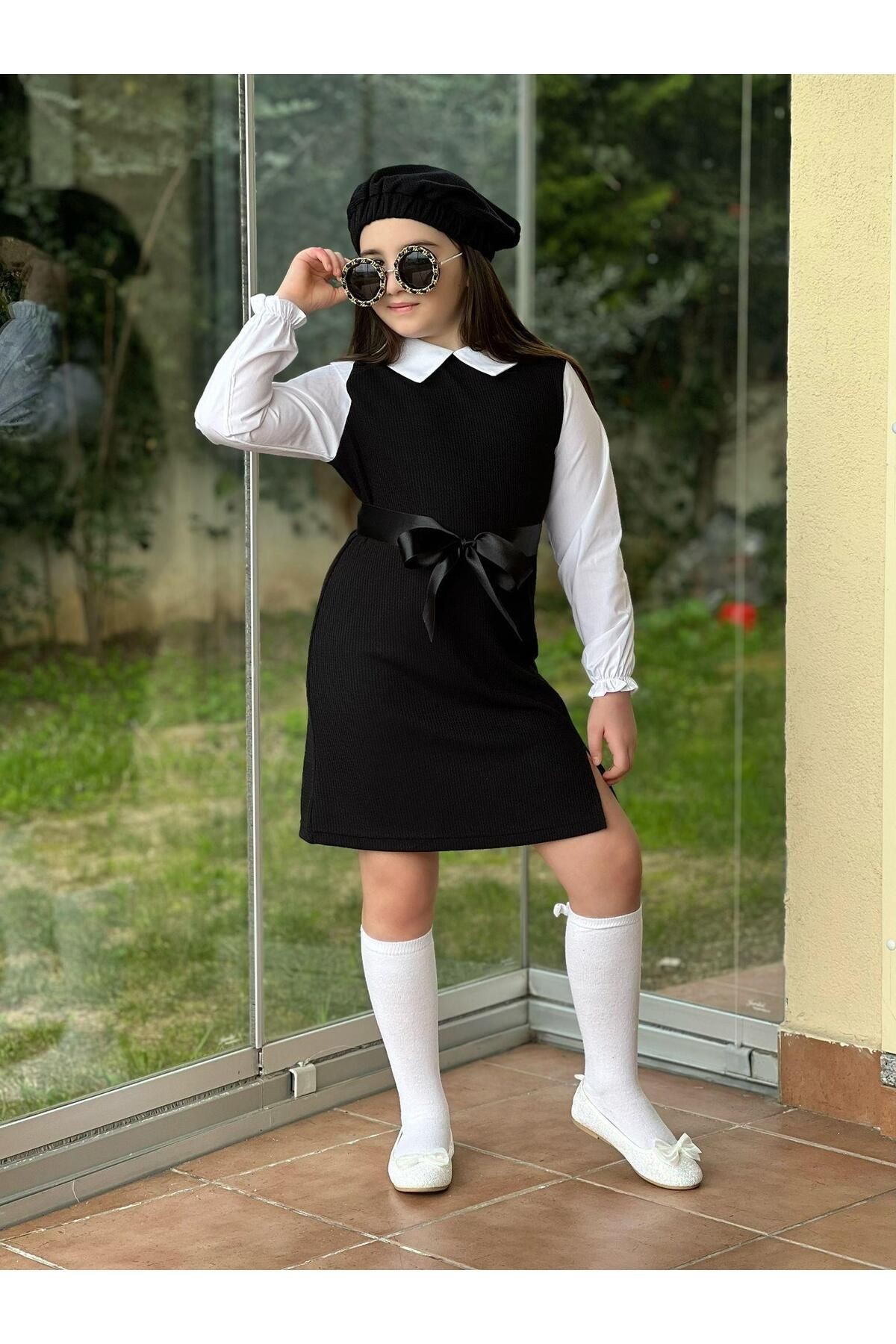 Kız Çocuk Kokoş Elbise, Şapka, Çorap Ve Kurdale Kemer Dahil Takım