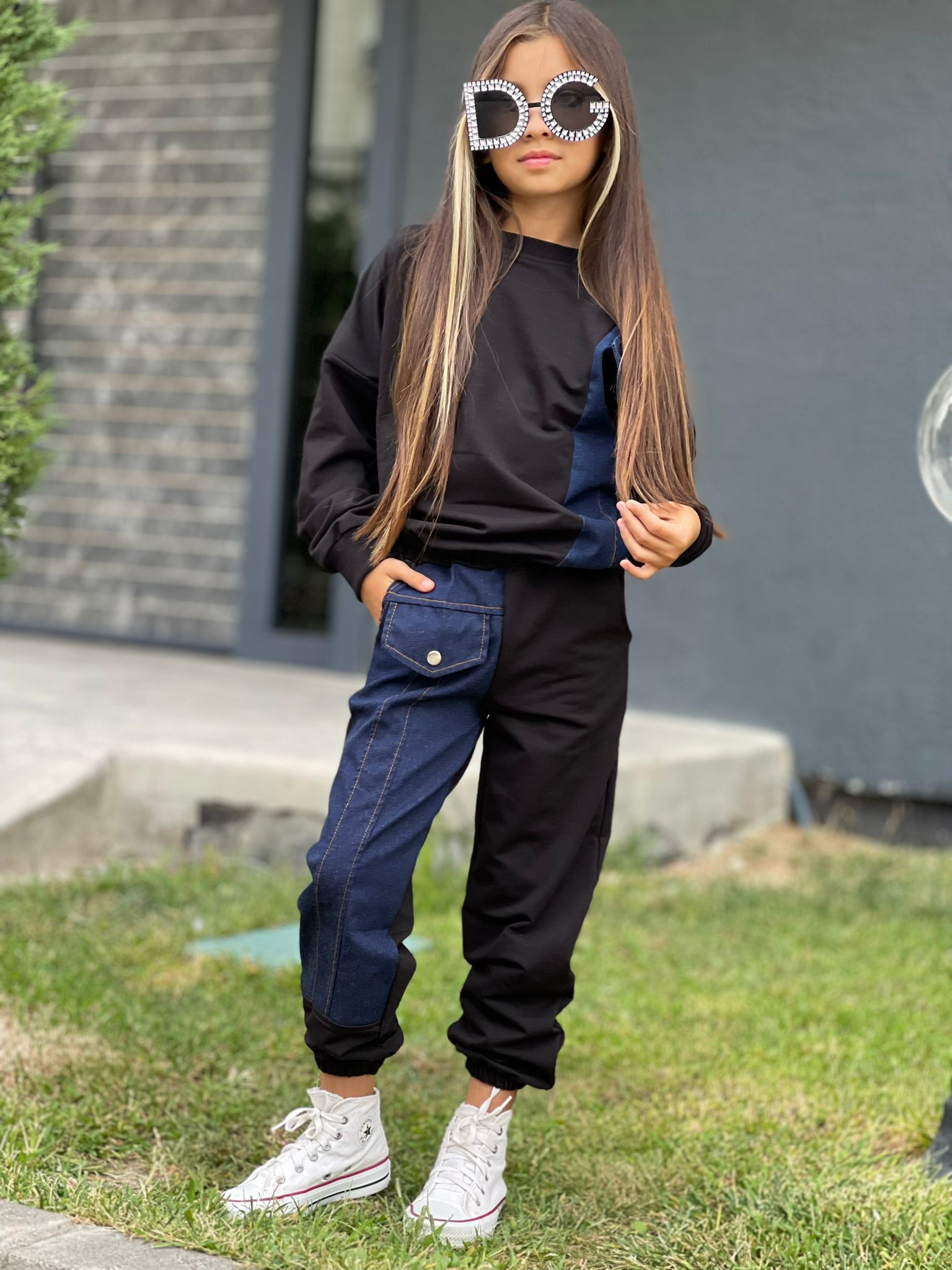 Denim Garnili Tarz Eşofman Takımı | 9-16 Yaş | İki İplik Likralı - 31440 ( 1 BEDEN BÜYÜK TERCİH EDİLMELİ)
