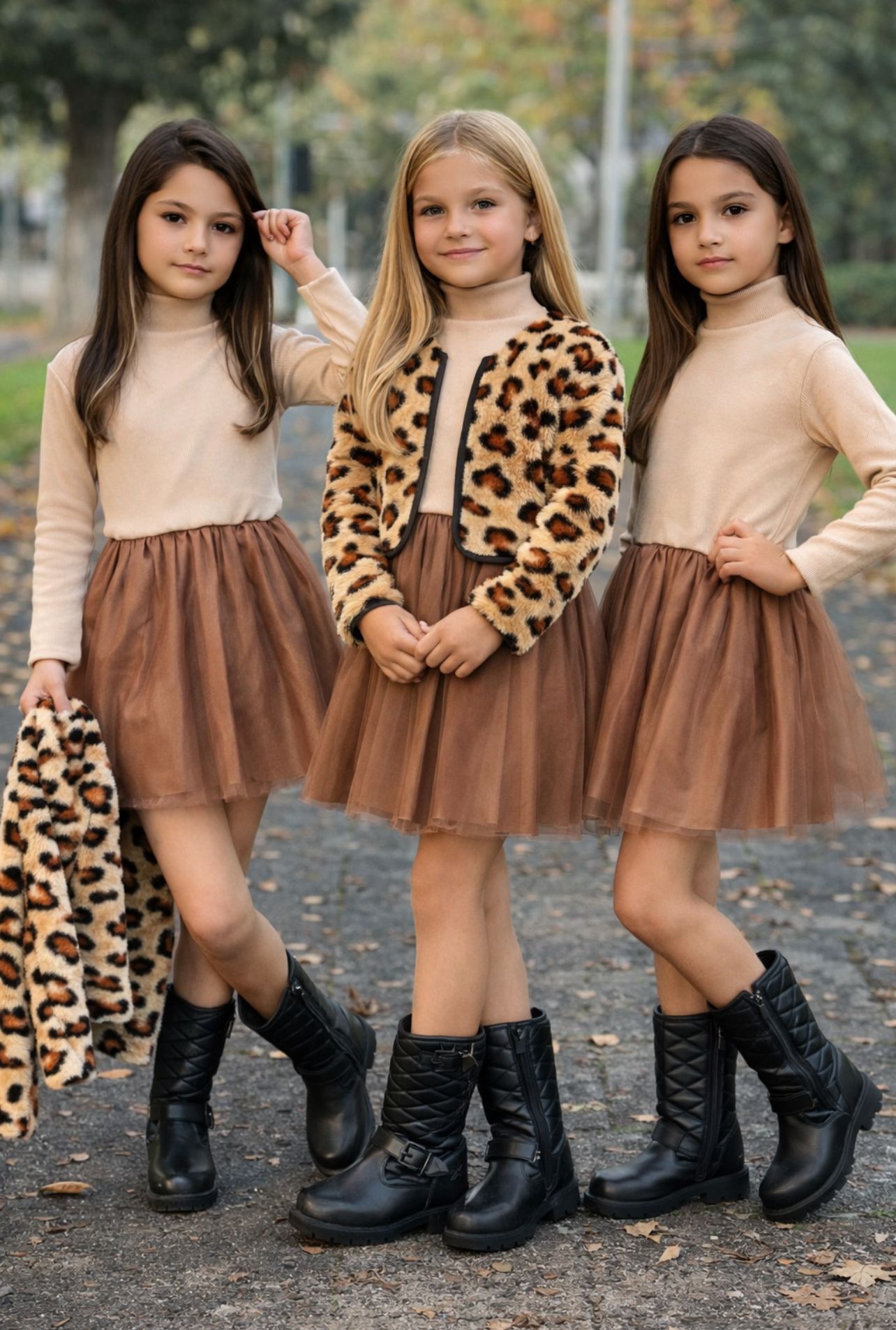 Kız Çocuk Leopar Detaylı Özel Tasarım 2’li Kombin - 2/10 Yaş - 31583