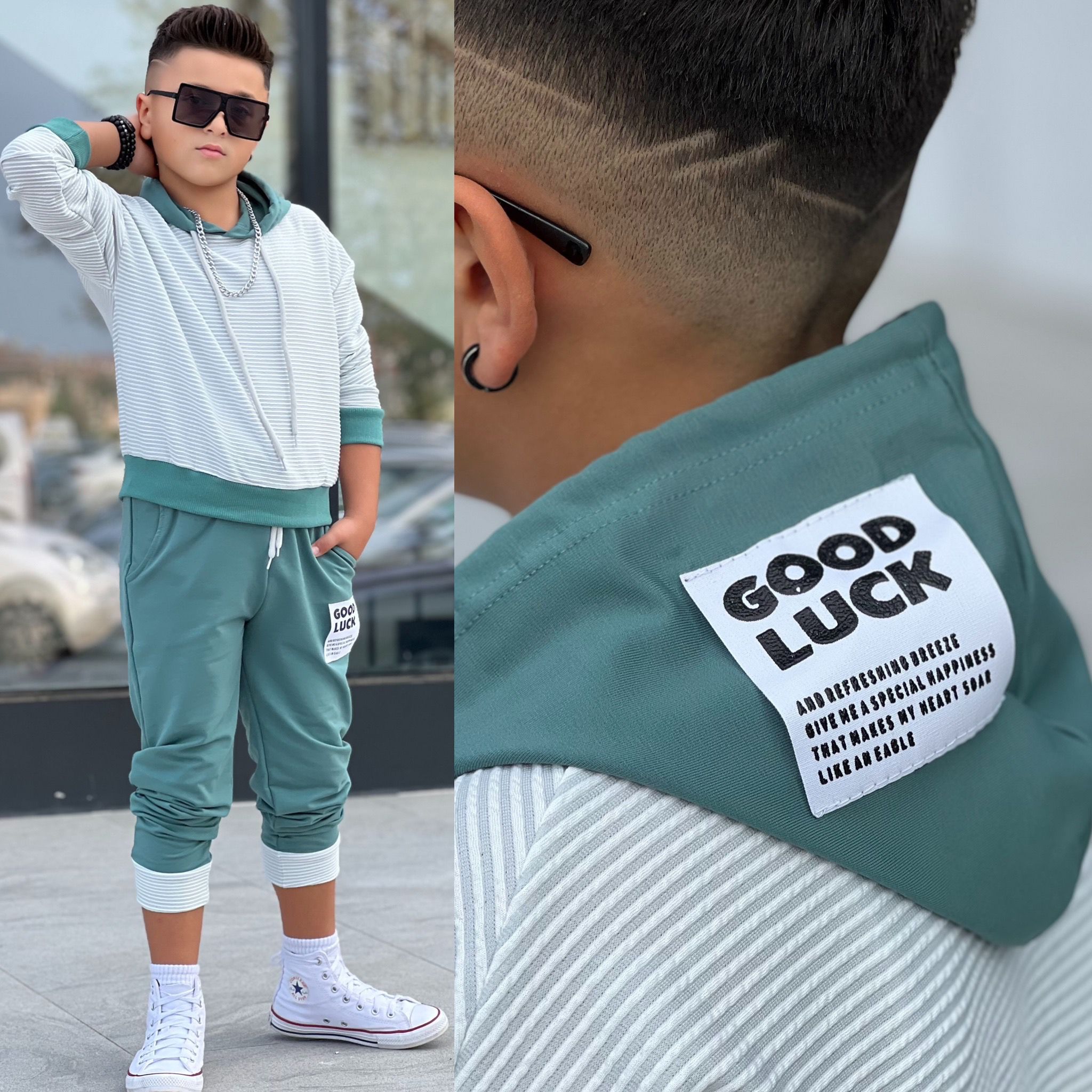 Çizgili Good Luck Erkek Tarz 2'li Takım - 4/12 Yaş - 31540