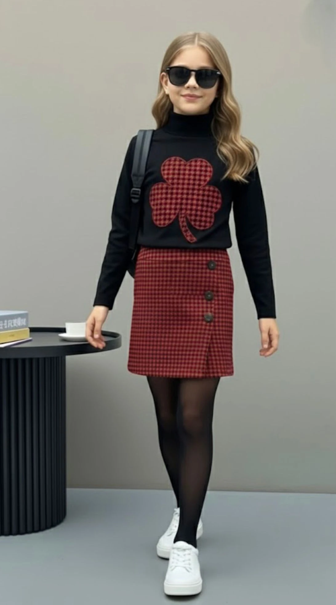 Yonca Desenli Kız Çocuk Etekli Takım - 2/10 Yaş - 31572