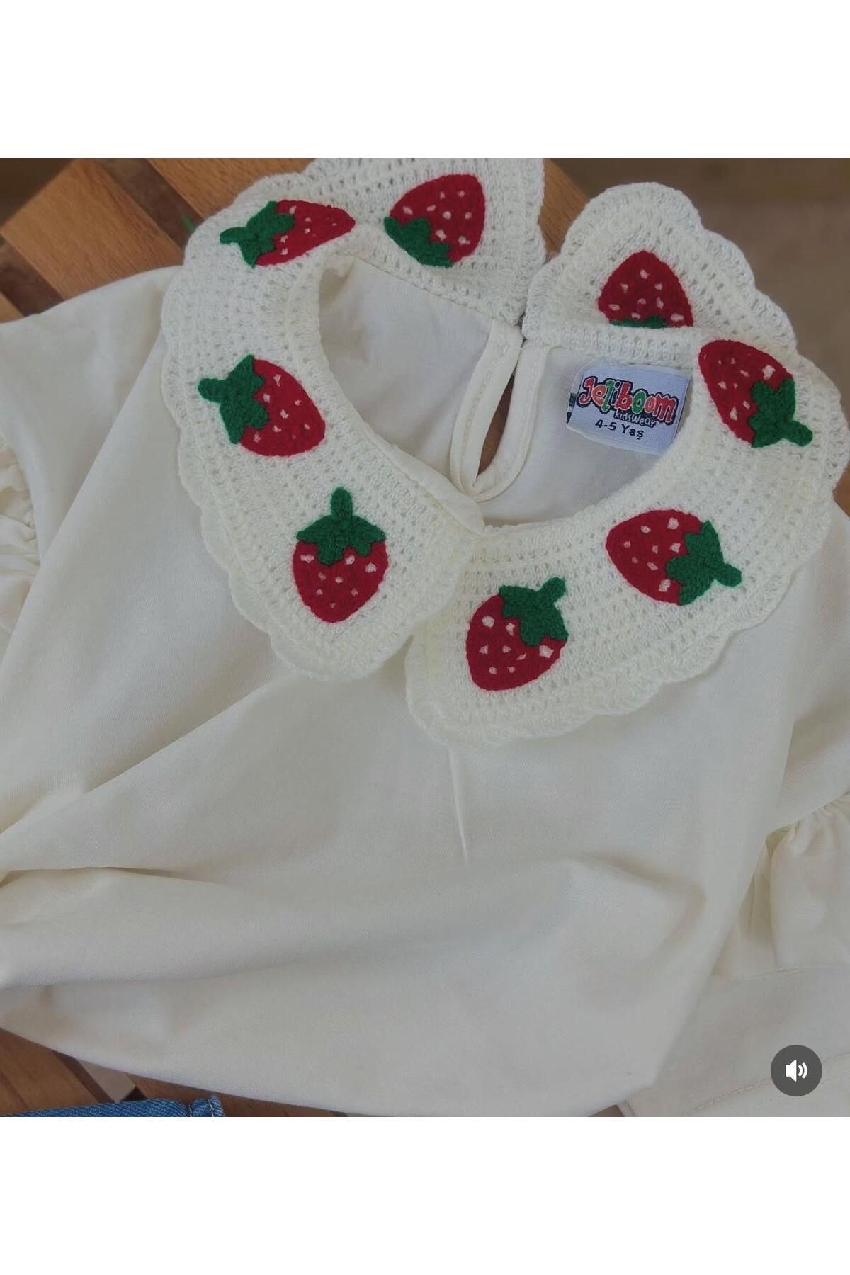 Çilek Desen Kot Etek Takım