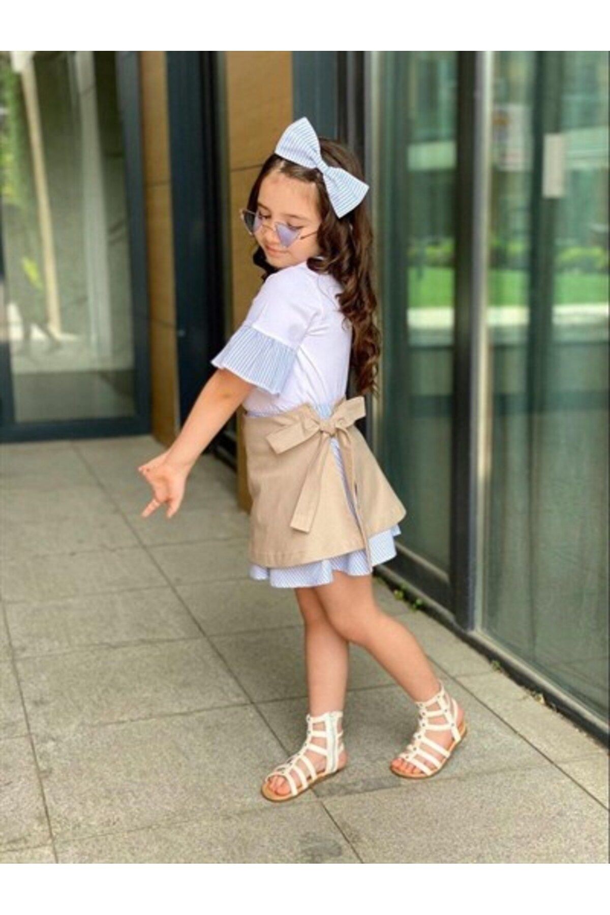 Blue White Kokoş Etek Takım 3 Parça