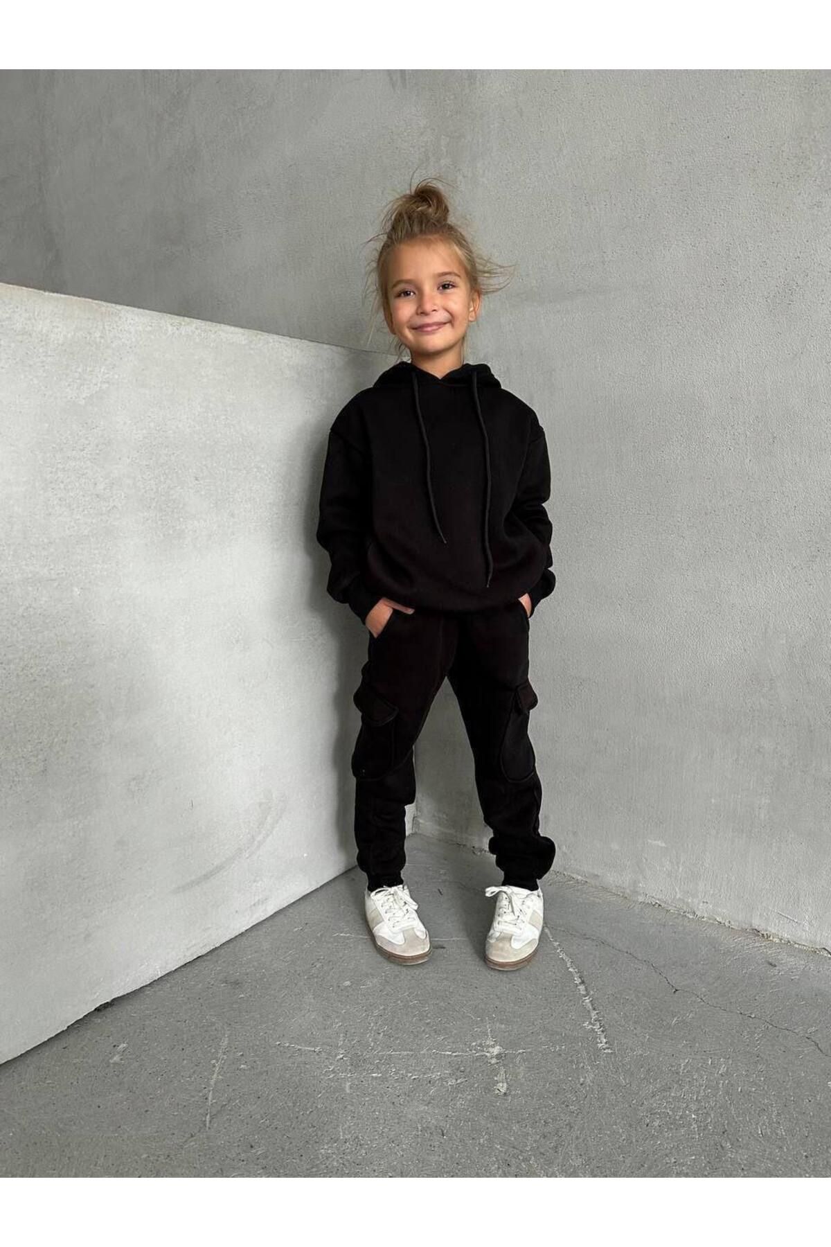 Unisex Oversize Çocuk Takım | 3 İplik Şardonlu | 3-10 Yaş 