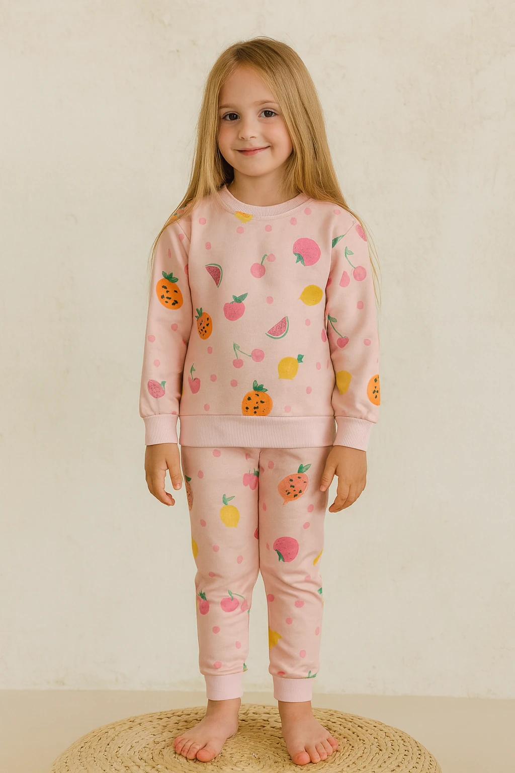 Baskılı Kız Çocuk Pijama Takımı - 3/10 Yaş - 31502