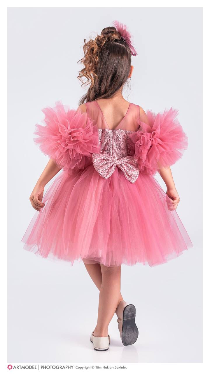 Ponpon Tak Çıkarlı Kız Çocuk 4 Parça Elbise - 3/10 Yaş - 31535