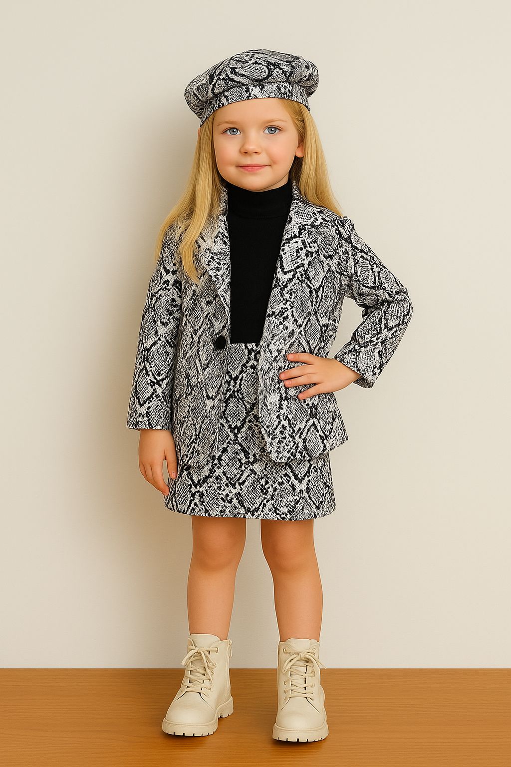 Kot Denim Yılan Derisi Baskılı 4'lü Takım