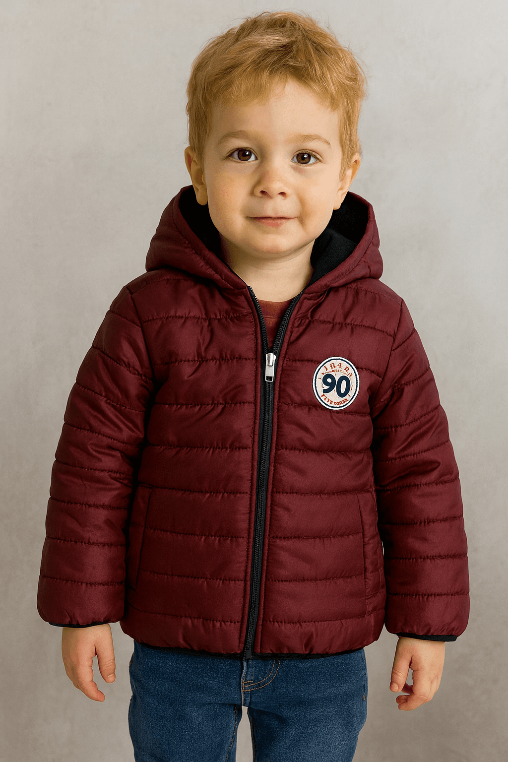 Çocuk Kapüşonlu Şişme Mont – Superior Team 90 Patch – Kışlık Rahat ve Hafif Mont
