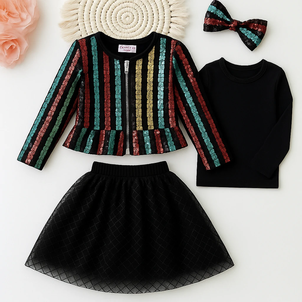 Özel Tasarım Kız Çocuk 4'lü Etek Kombin Set - 4/14 Yaş - 31514