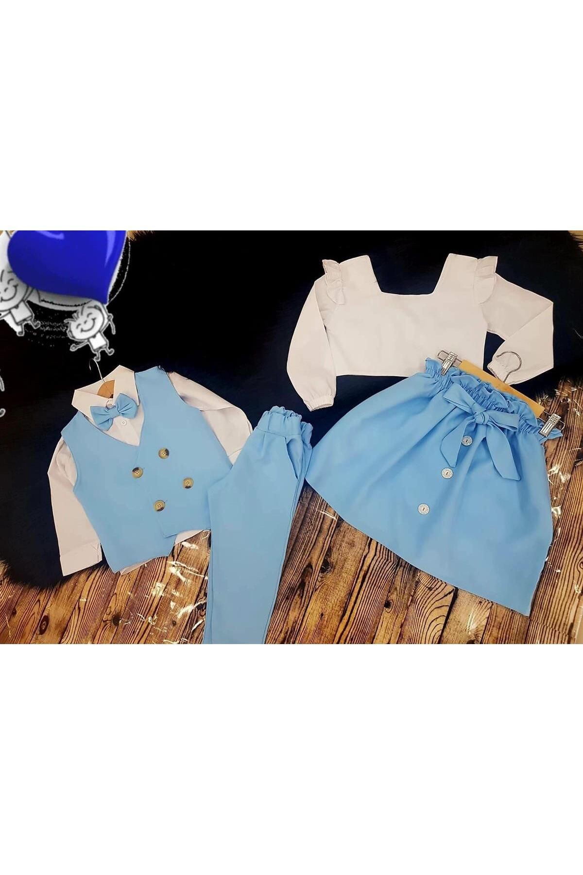 Blue Kokoş Düğme Detaylı Takım