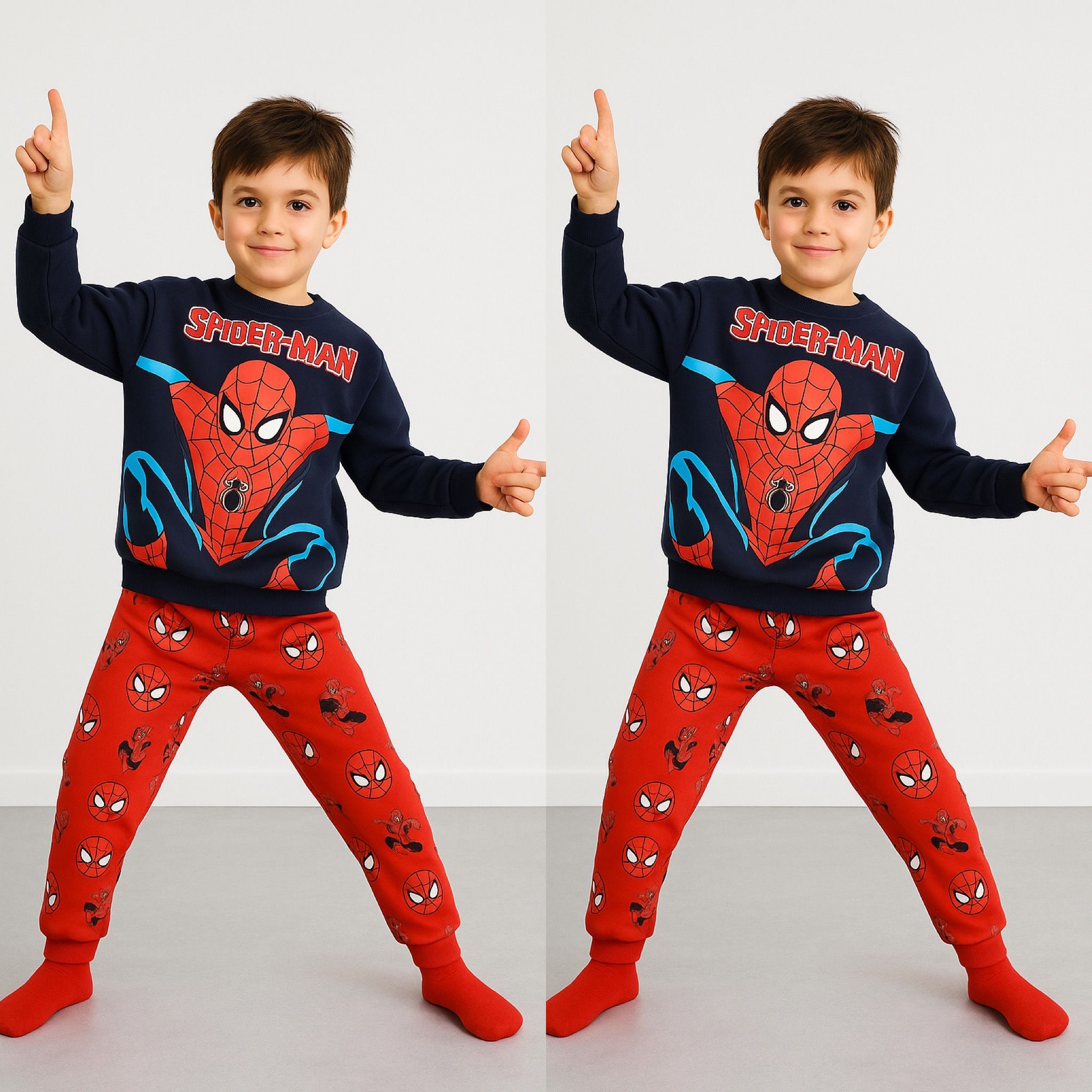 Erkek Çocuk Örümcek Adam Kombin | 3 İplik Pamuklu Takım | 3/10 Yaş - 31441