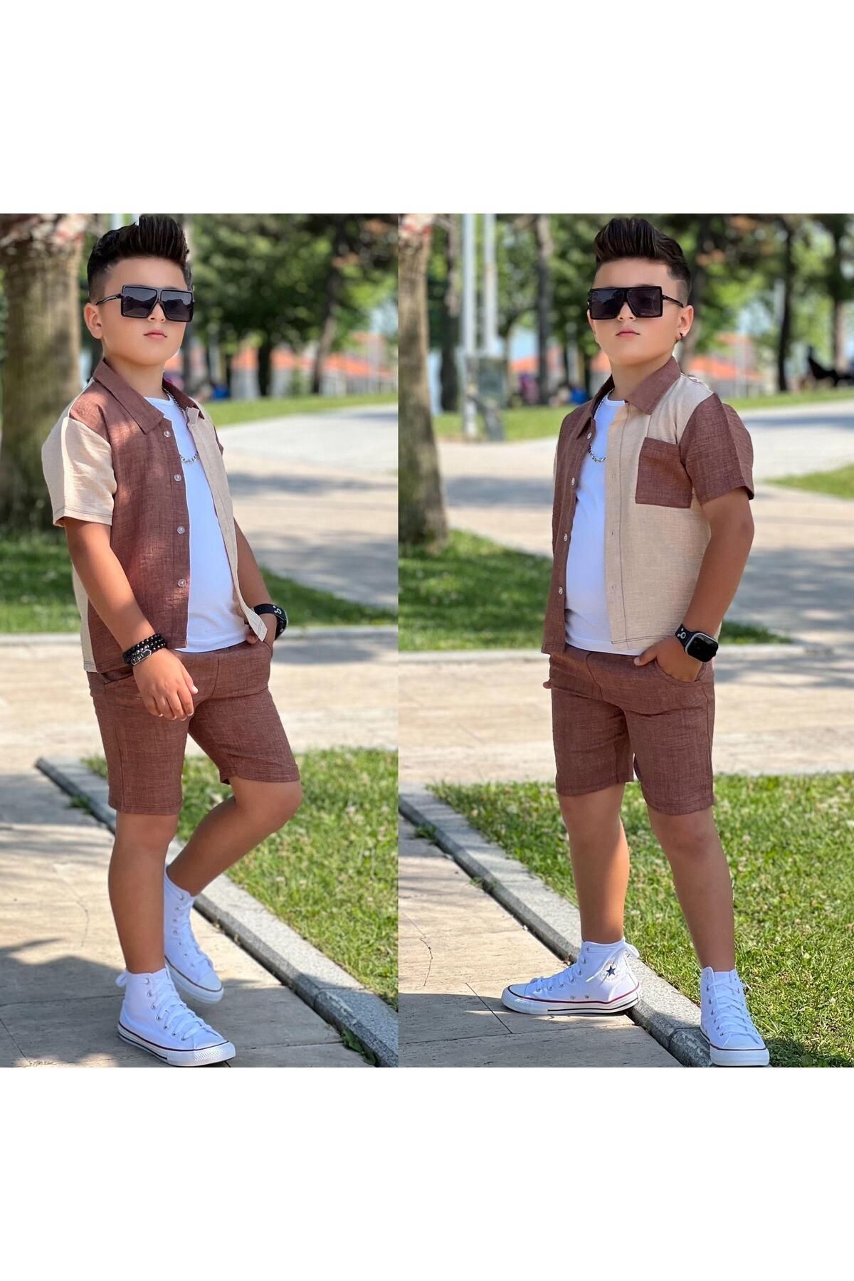 Çift Renkli Tarz Keten Takım