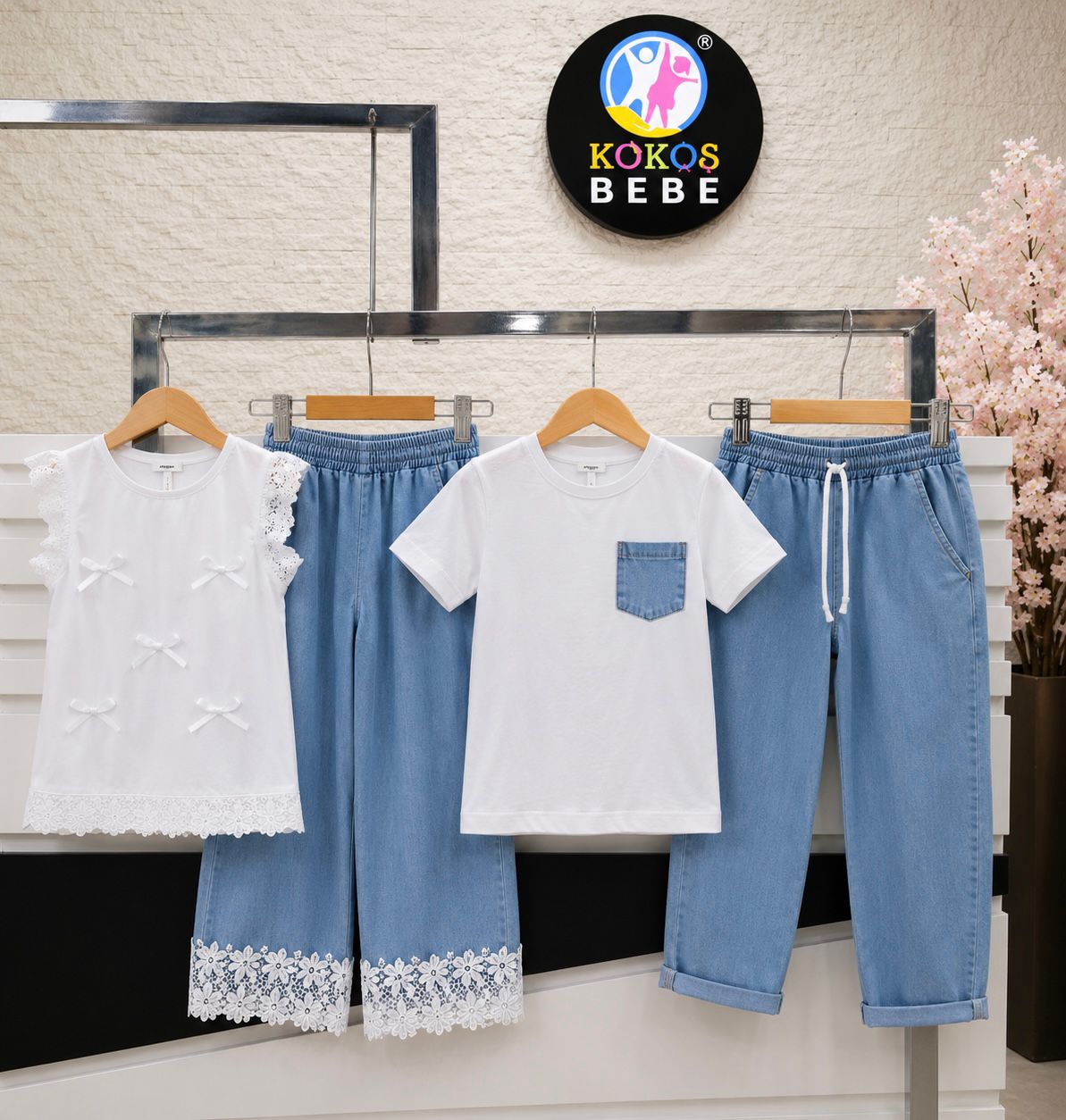 Kız Erkek Kardeş Kombin Jean Pantolon Takım 1 Alt Üst Takım Fiyatıdır - 5/12 Yaş - 31739