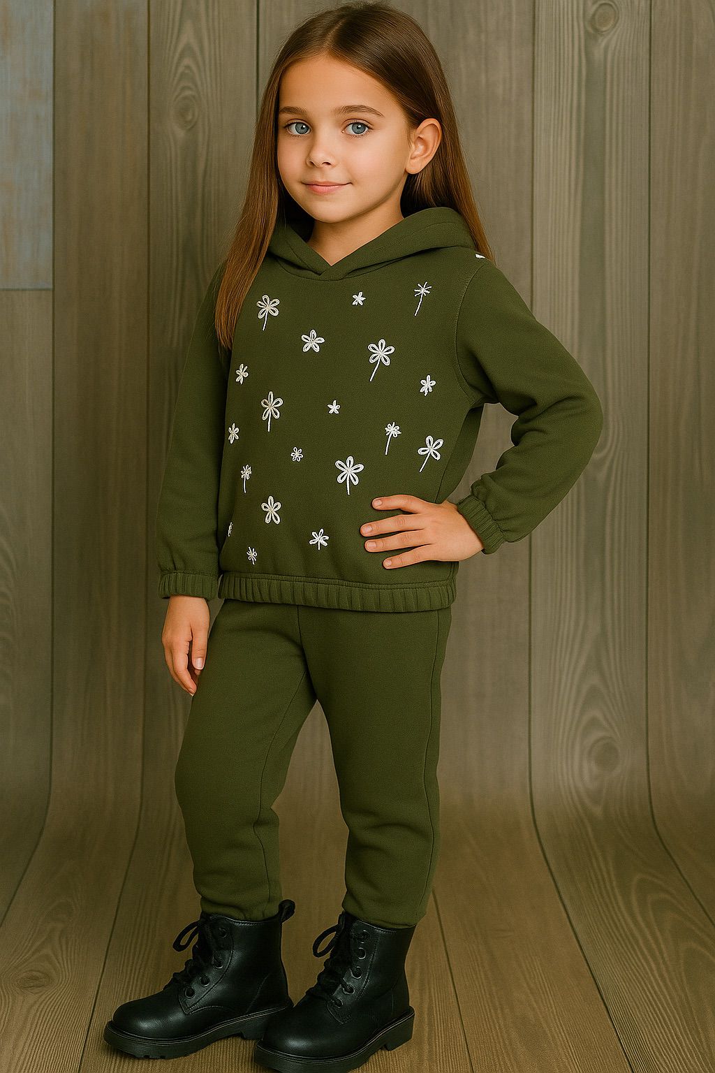 Çiçek Detaylı Kız Çocuk Takım - 6/9 Yaş - 31552