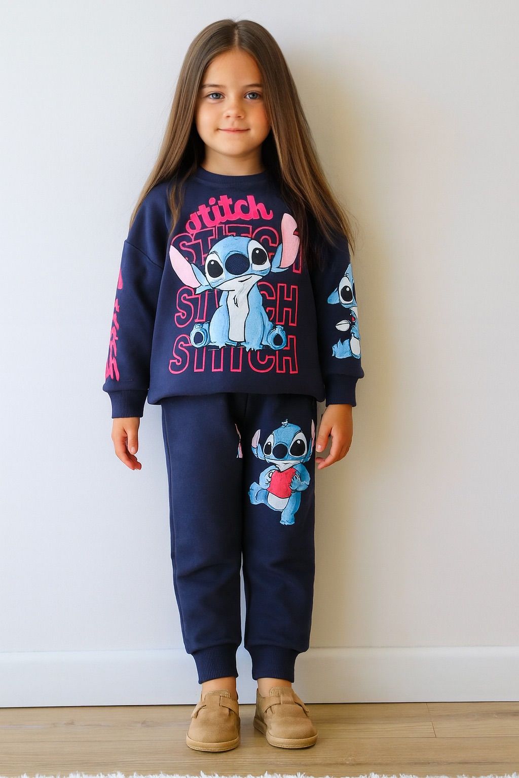 Lacivert Stitch Baskılı Çocuk Eşofman Takımı – 3/10 Yaş - 31465