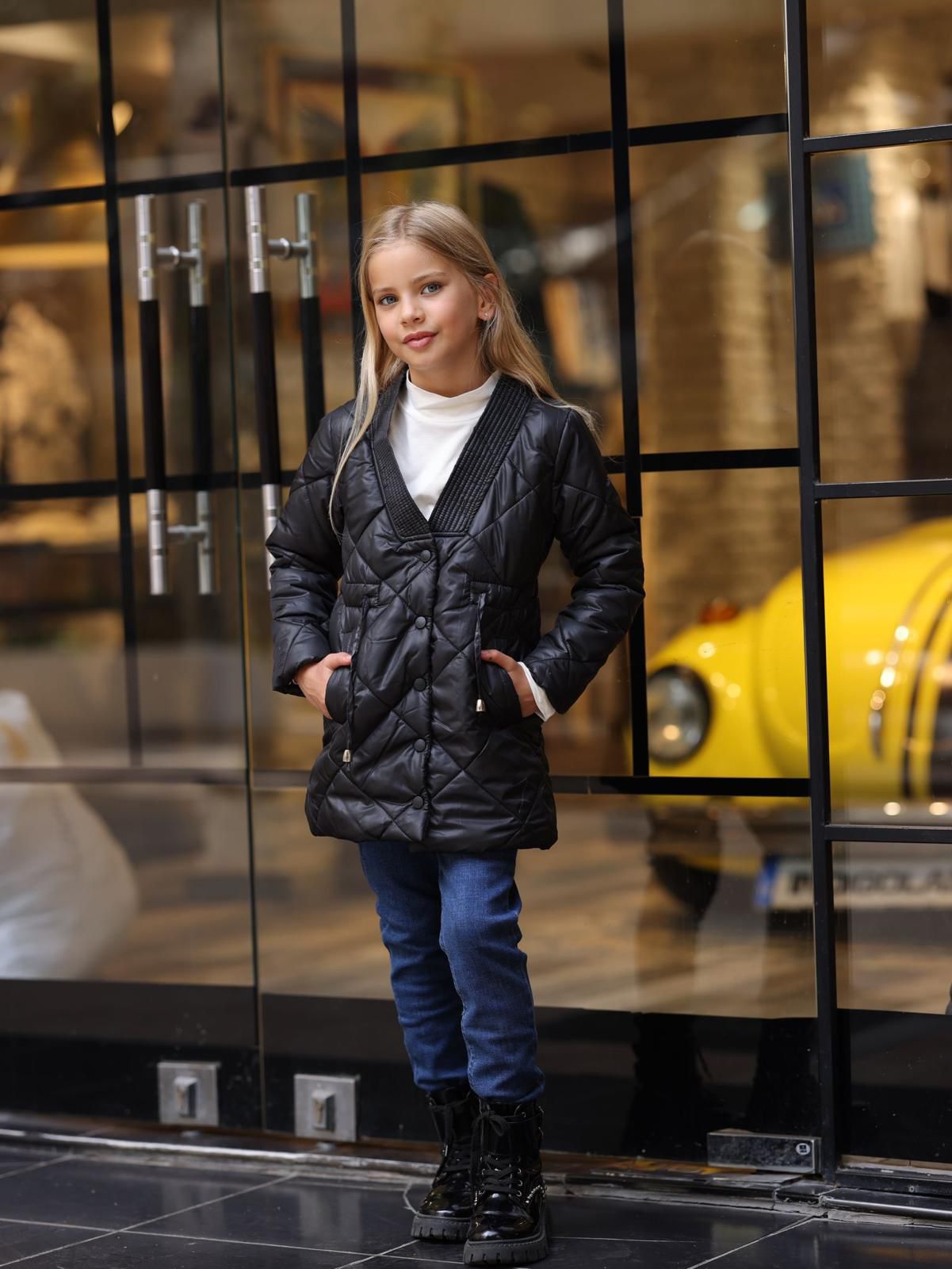 Jesika Kumaş Elyaflı Mont, Yarım Balıkçı Uzun Kol ve Denim Pantolon 3’lü Kombin - 31432
