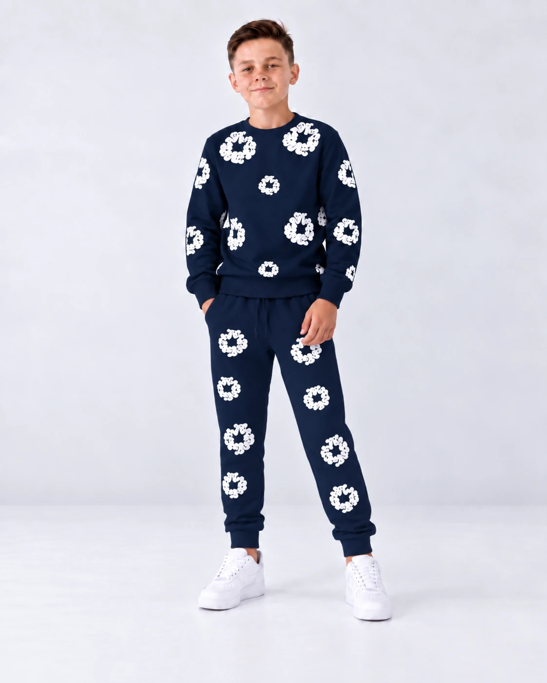 Kabartma Çiçek Baskılı Unisex Çocuk Takım - 6/15 Yaş - 31924