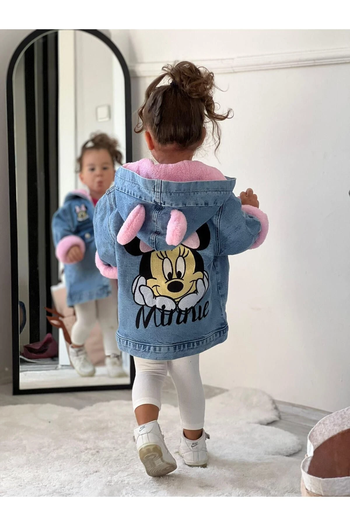 Minnie Mouse Detaylı Kot Mont