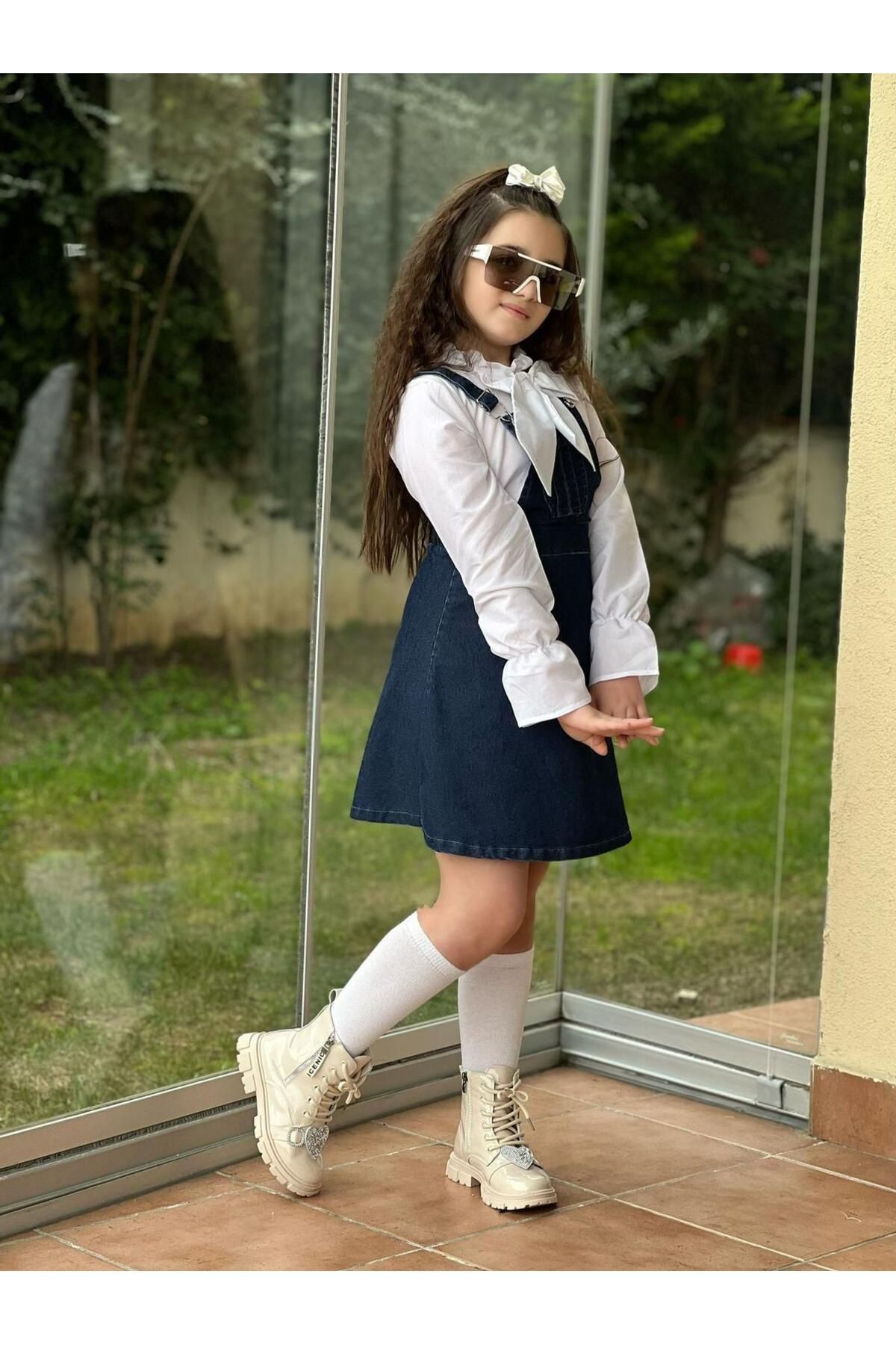 Kız Çocuk Çorap, Fiyonklu Toka Hediyeli Bluz Ve Elbise
