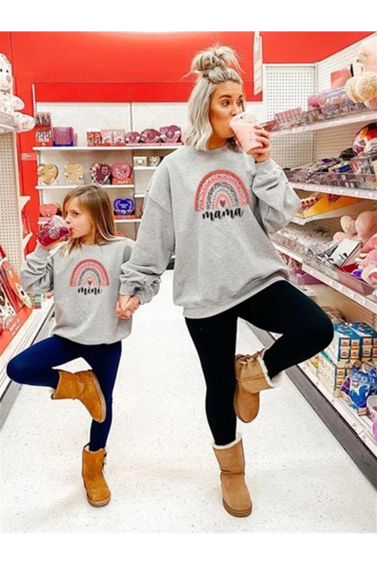 Anne Kız Mini Mama Kokoş Spor Sweat (ADET FİYATIDIR)
