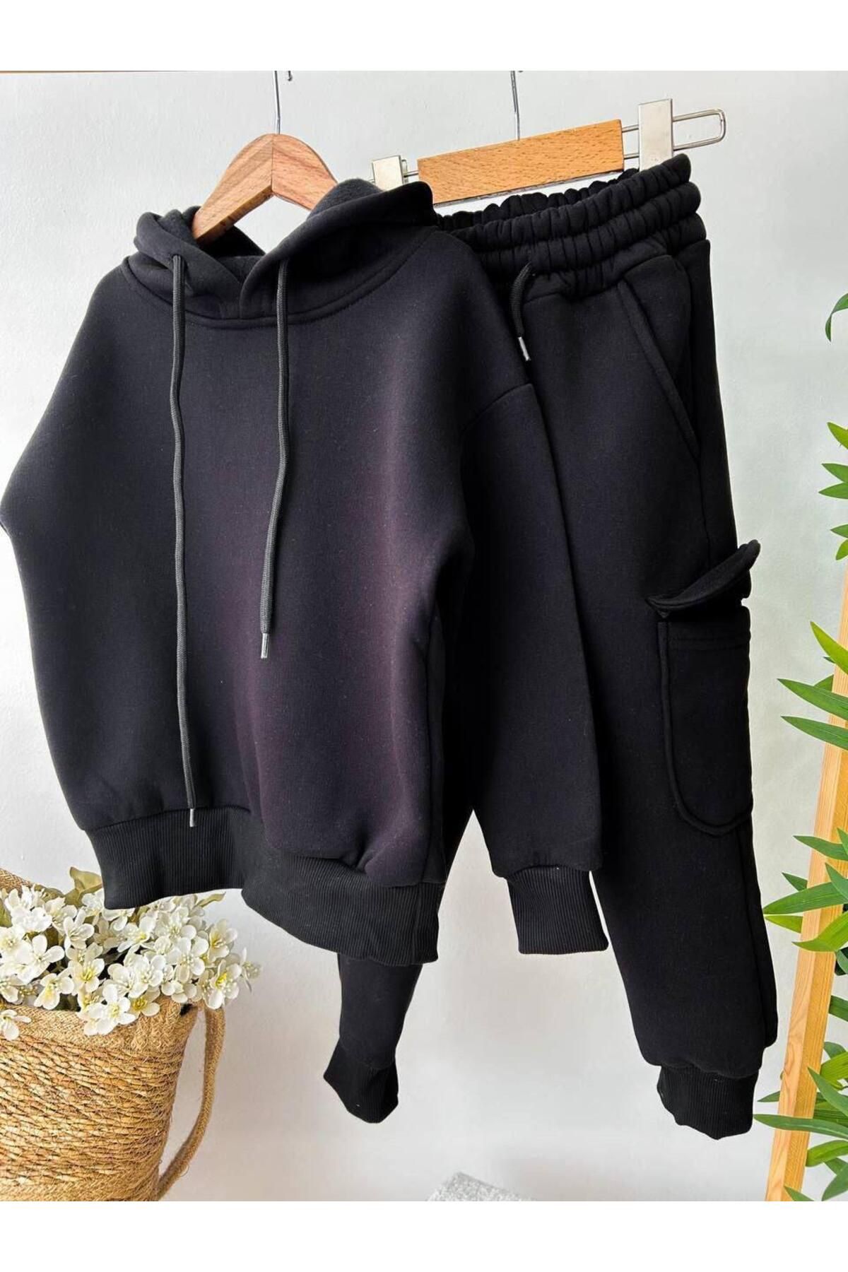 Unisex Oversize Çocuk Takım | 3 İplik Şardonlu | 3-10 Yaş 